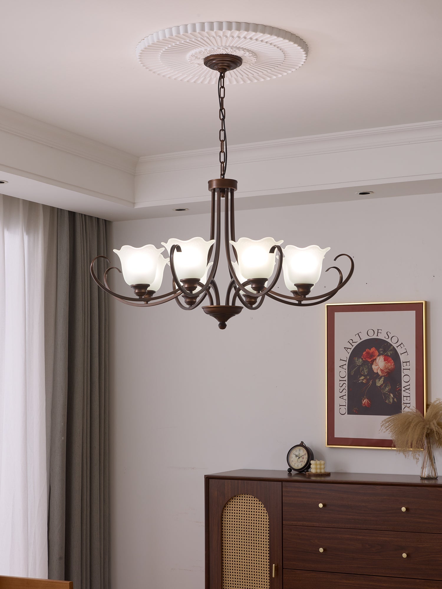Nydorisra Elegance Vintage Floral Glass Chandelier