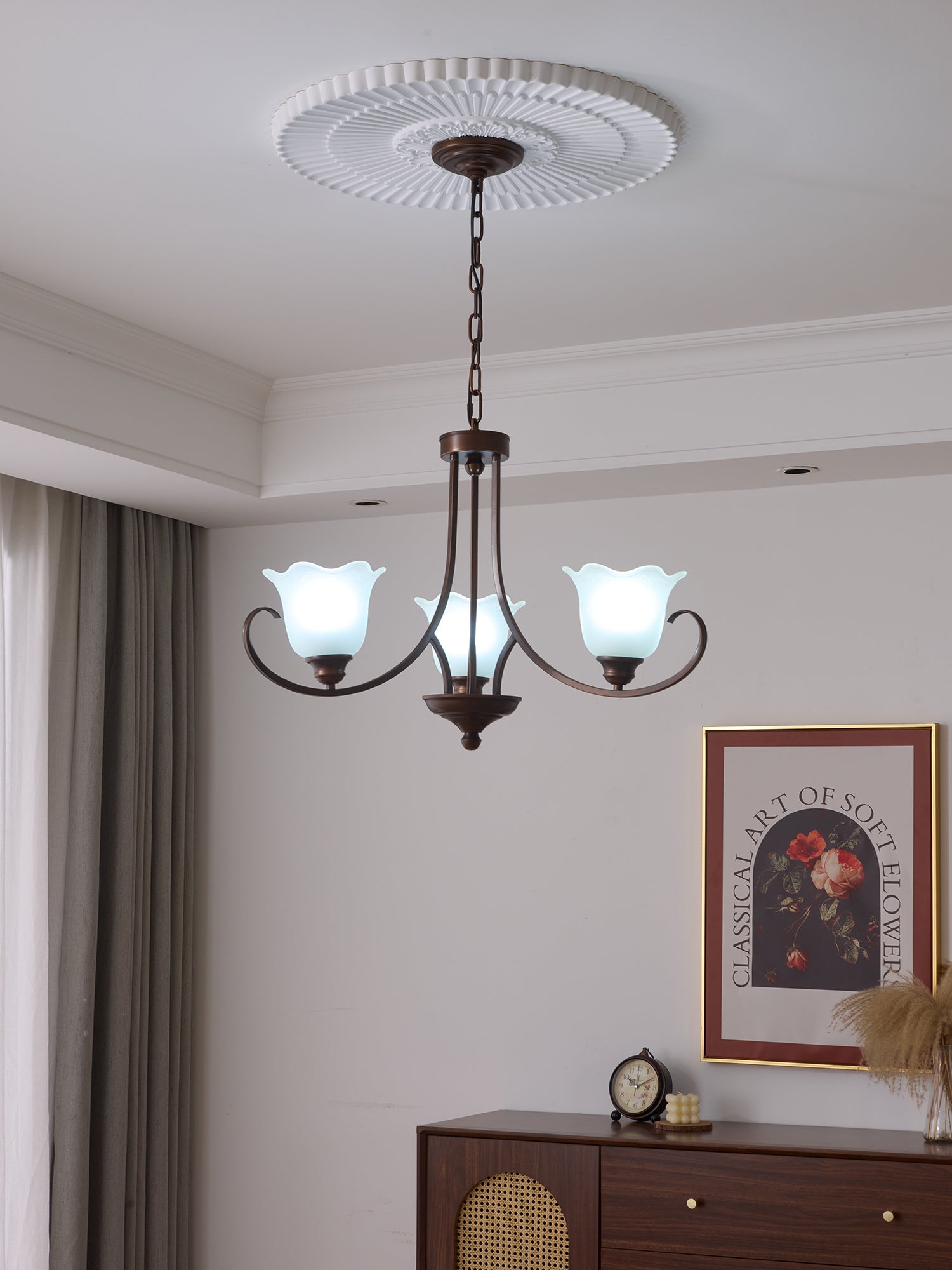 Nydorisra Elegance Vintage Floral Glass Chandelier