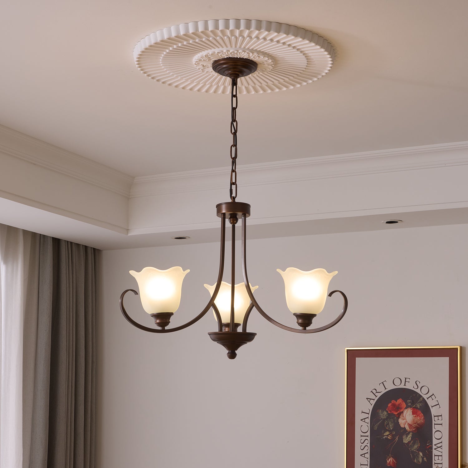 Nydorisra Elegance Vintage Floral Glass Chandelier