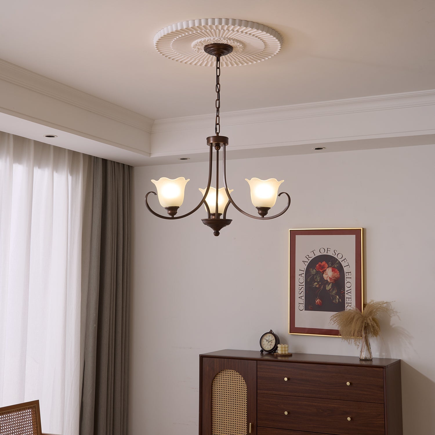 Nydorisra Elegance Vintage Floral Glass Chandelier