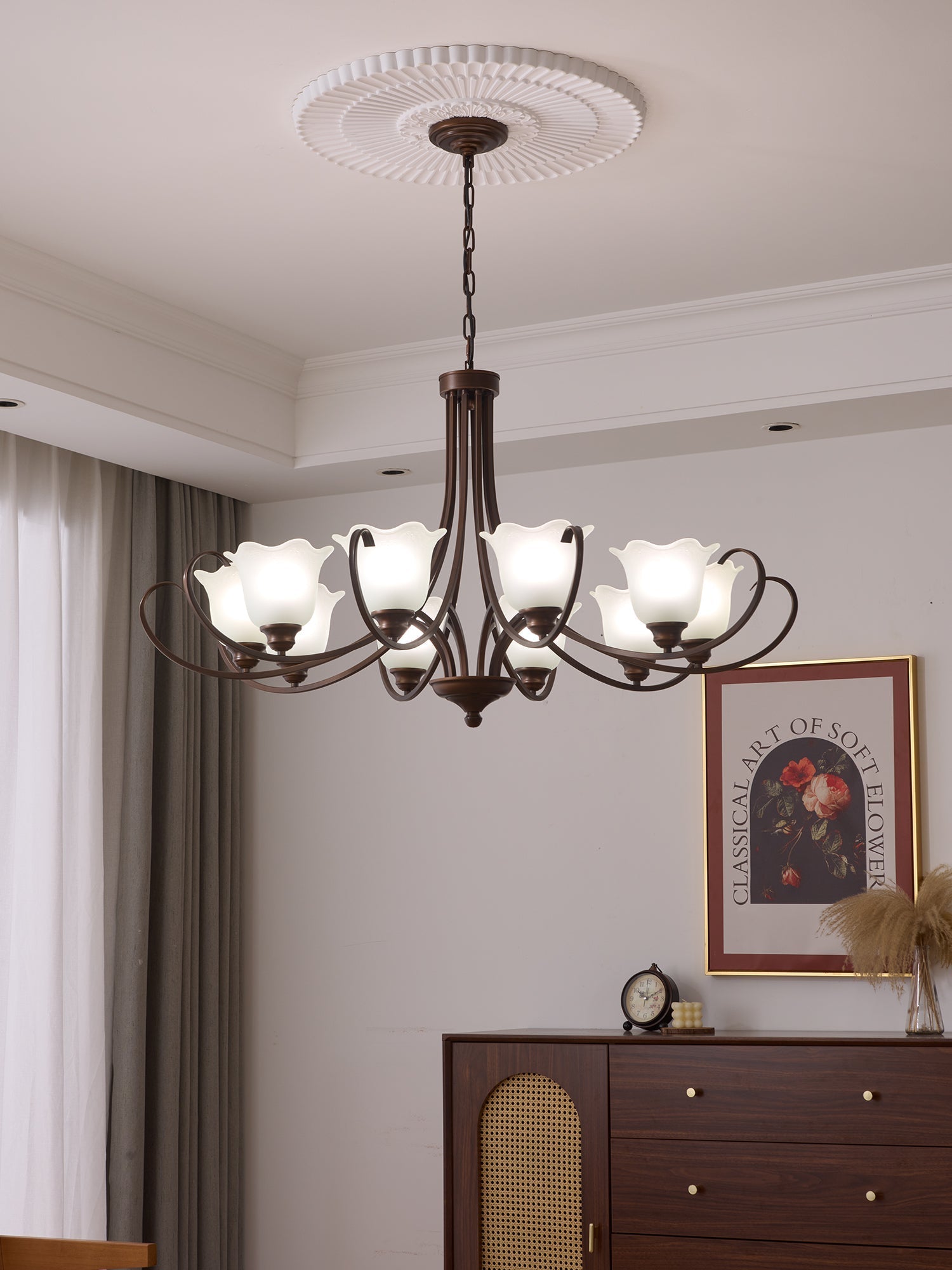 Nydorisra Elegance Vintage Floral Glass Chandelier