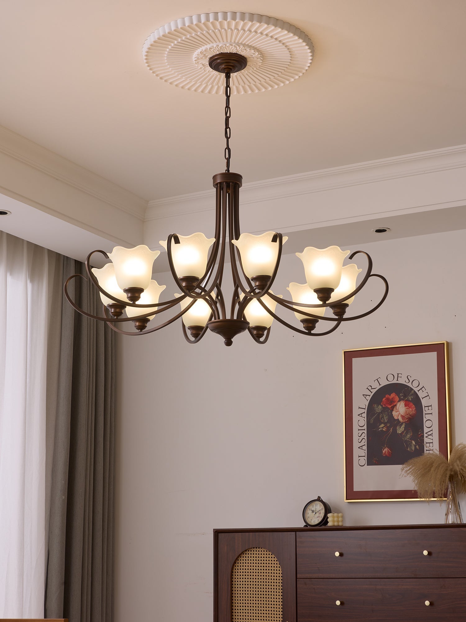 Nydorisra Elegance Vintage Floral Glass Chandelier