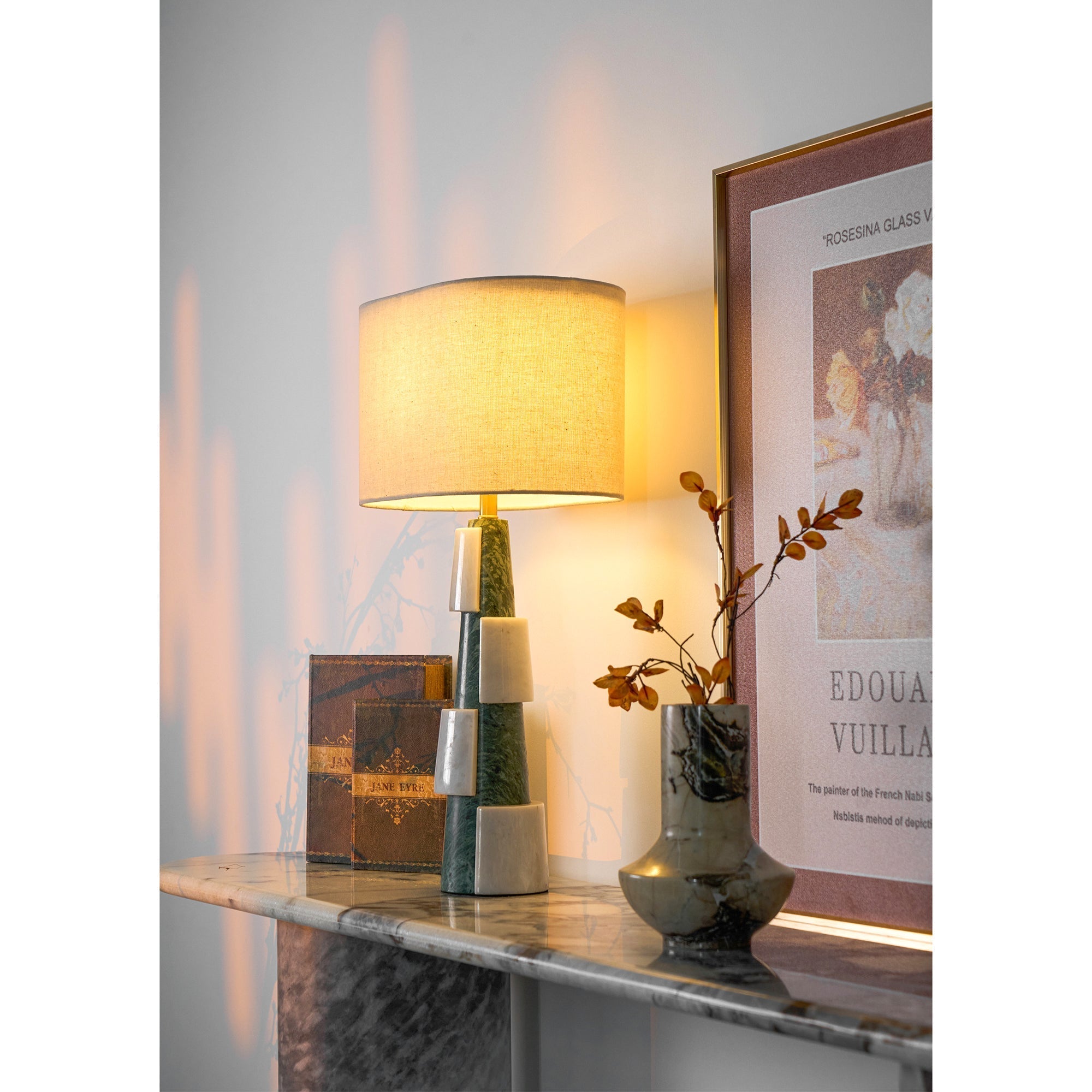 Obelisk Stacked Marble Table Lamp