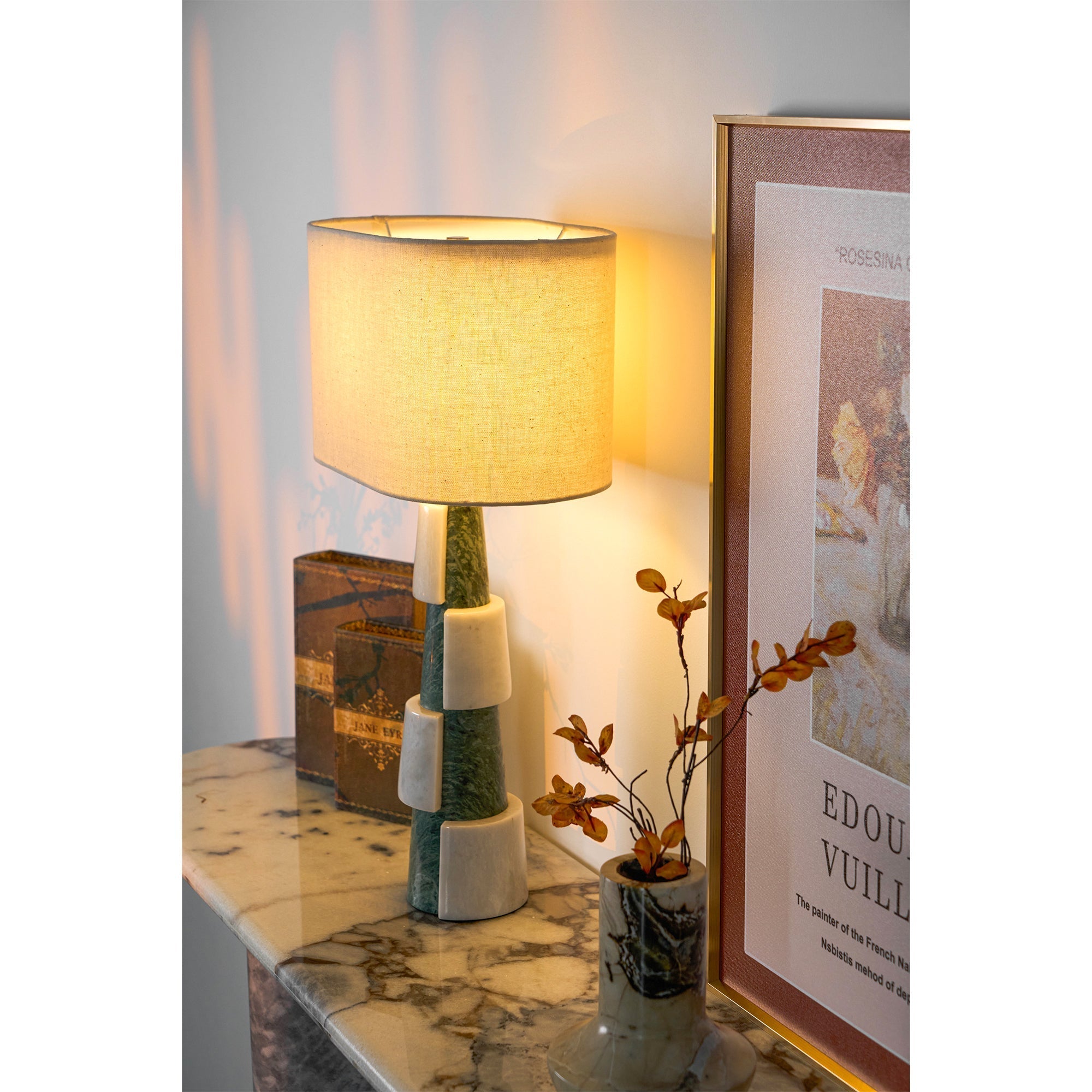 Obelisk Stacked Marble Table Lamp