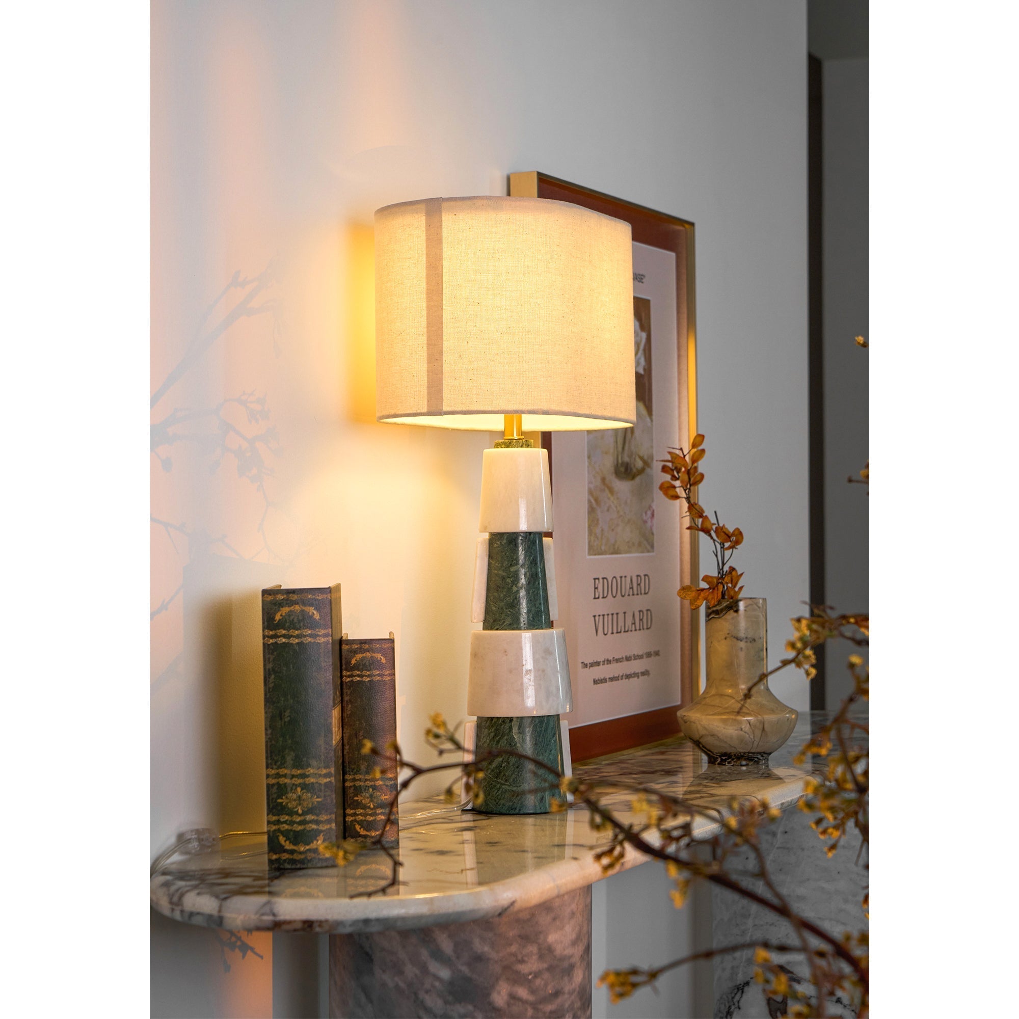 Obelisk Stacked Marble Table Lamp