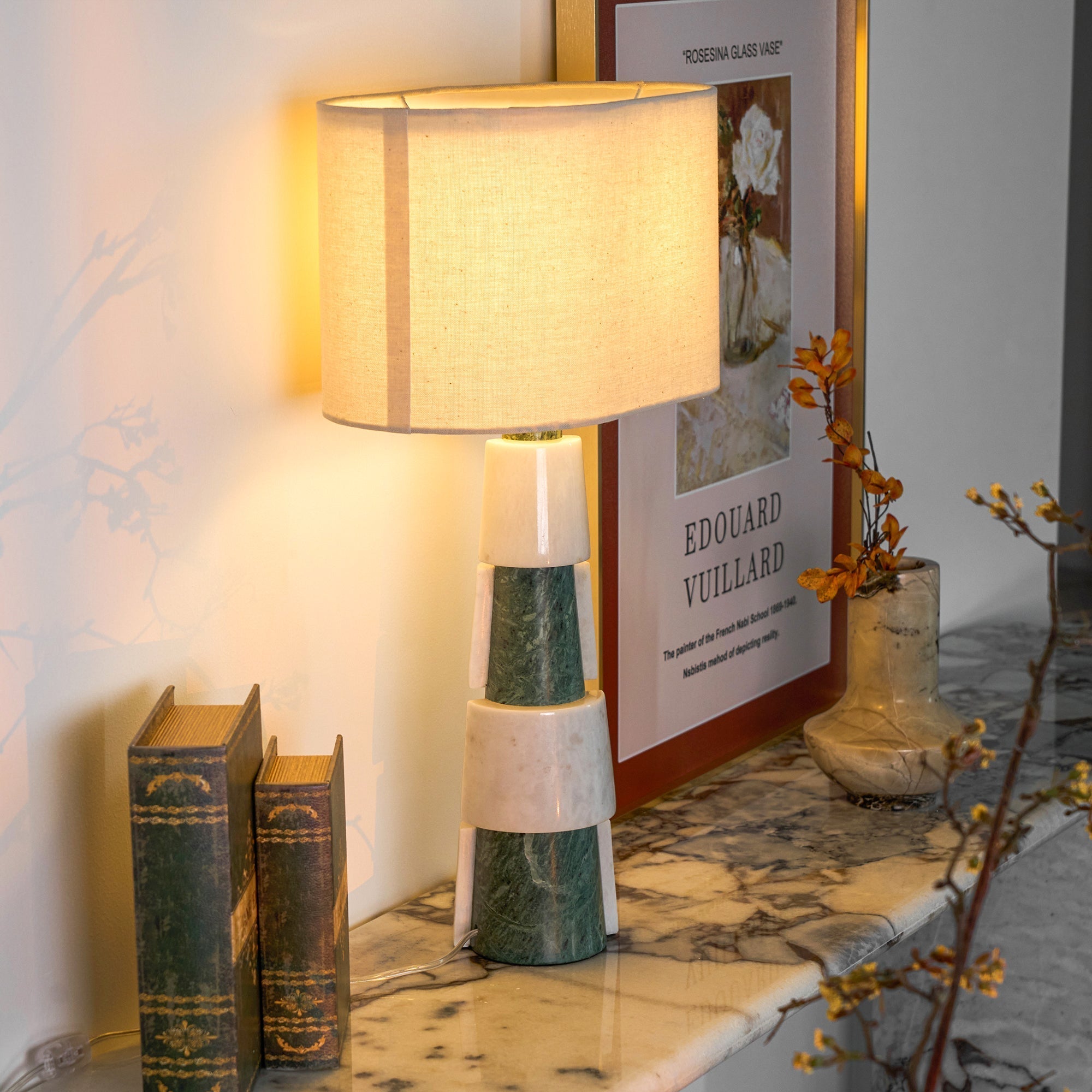 Obelisk Stacked Marble Table Lamp