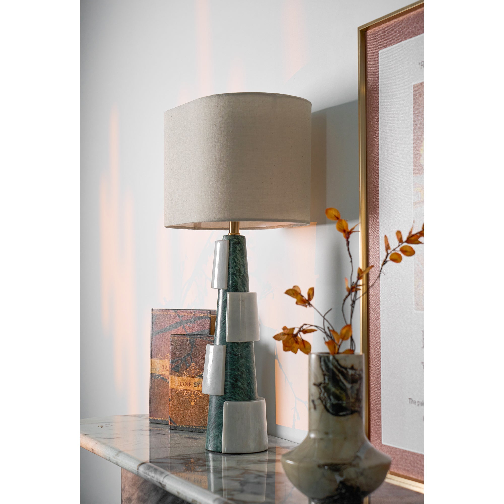 Obelisk Stacked Marble Table Lamp