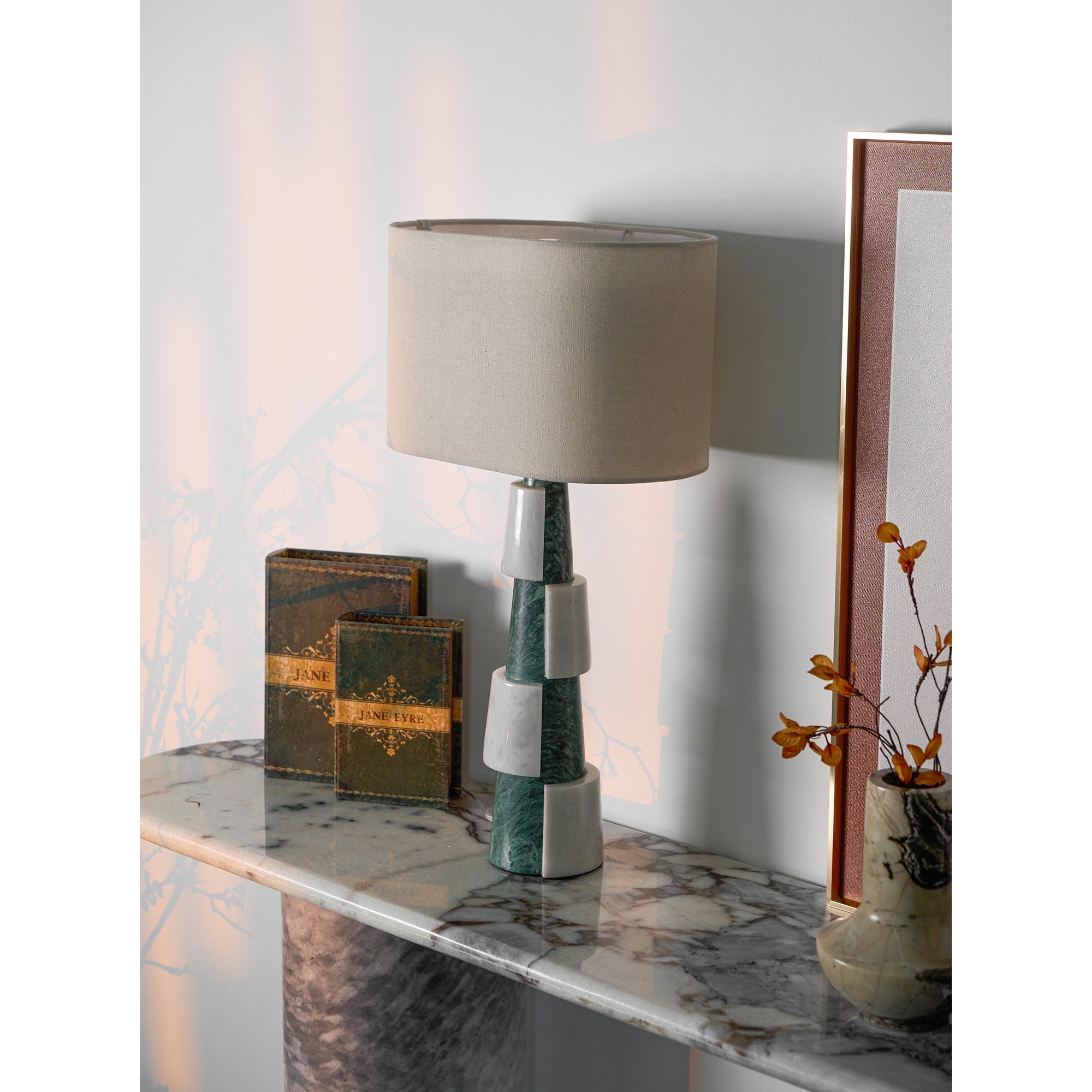 Obelisk Stacked Marble Table Lamp