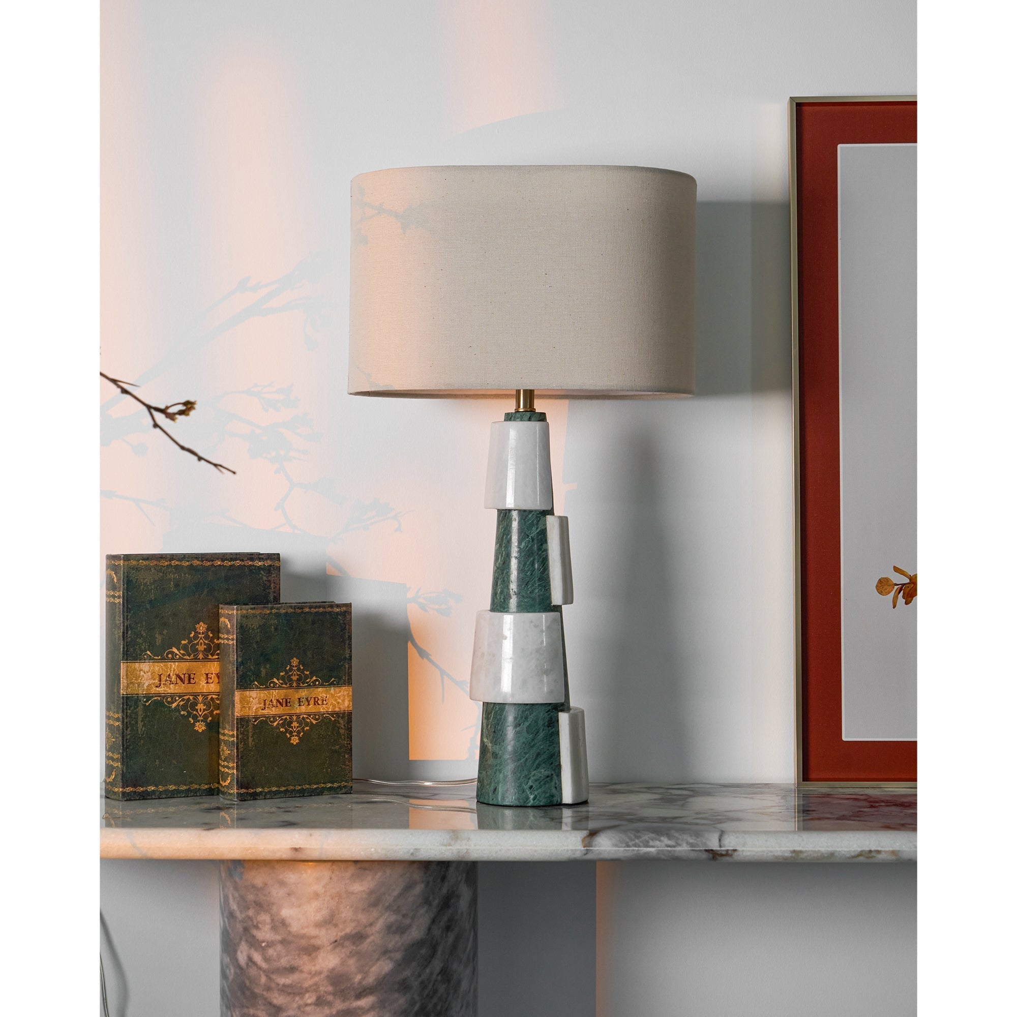 Obelisk Stacked Marble Table Lamp