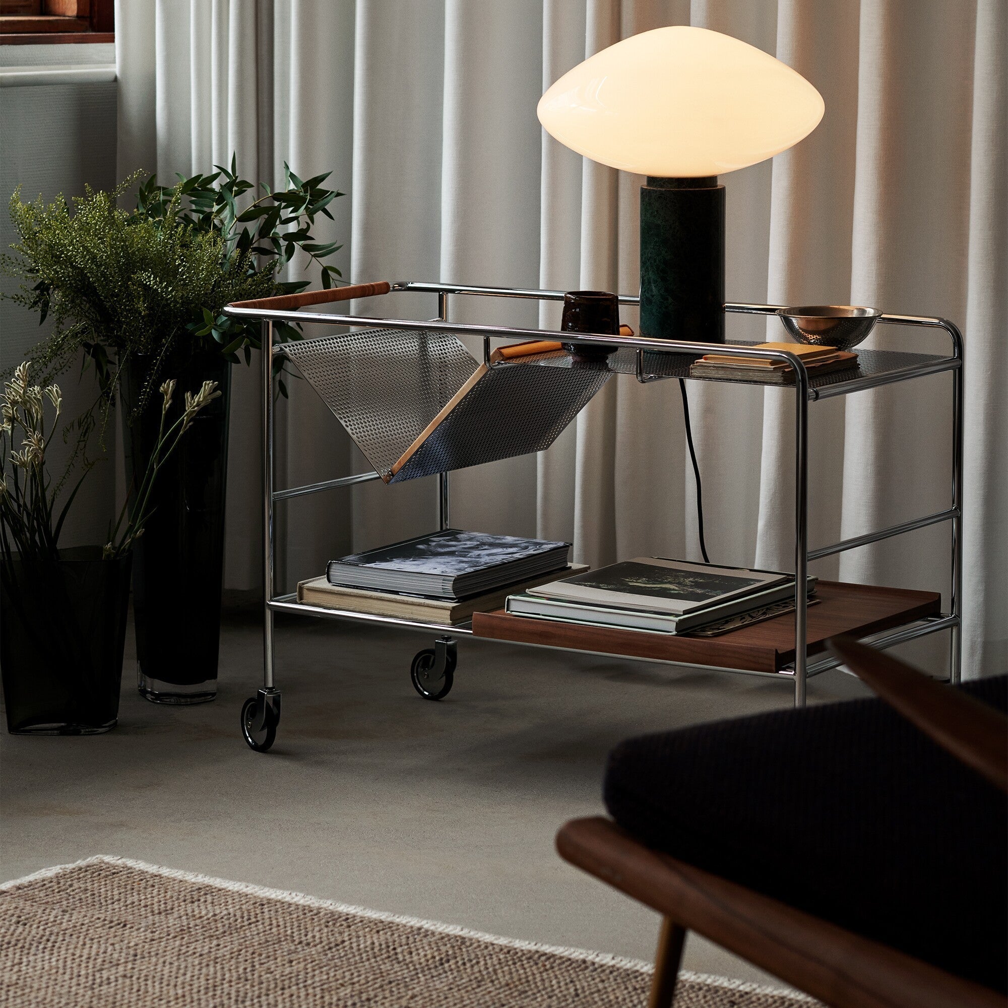 Lioralira Table Lamp with Glass Shade and Green Marble Base