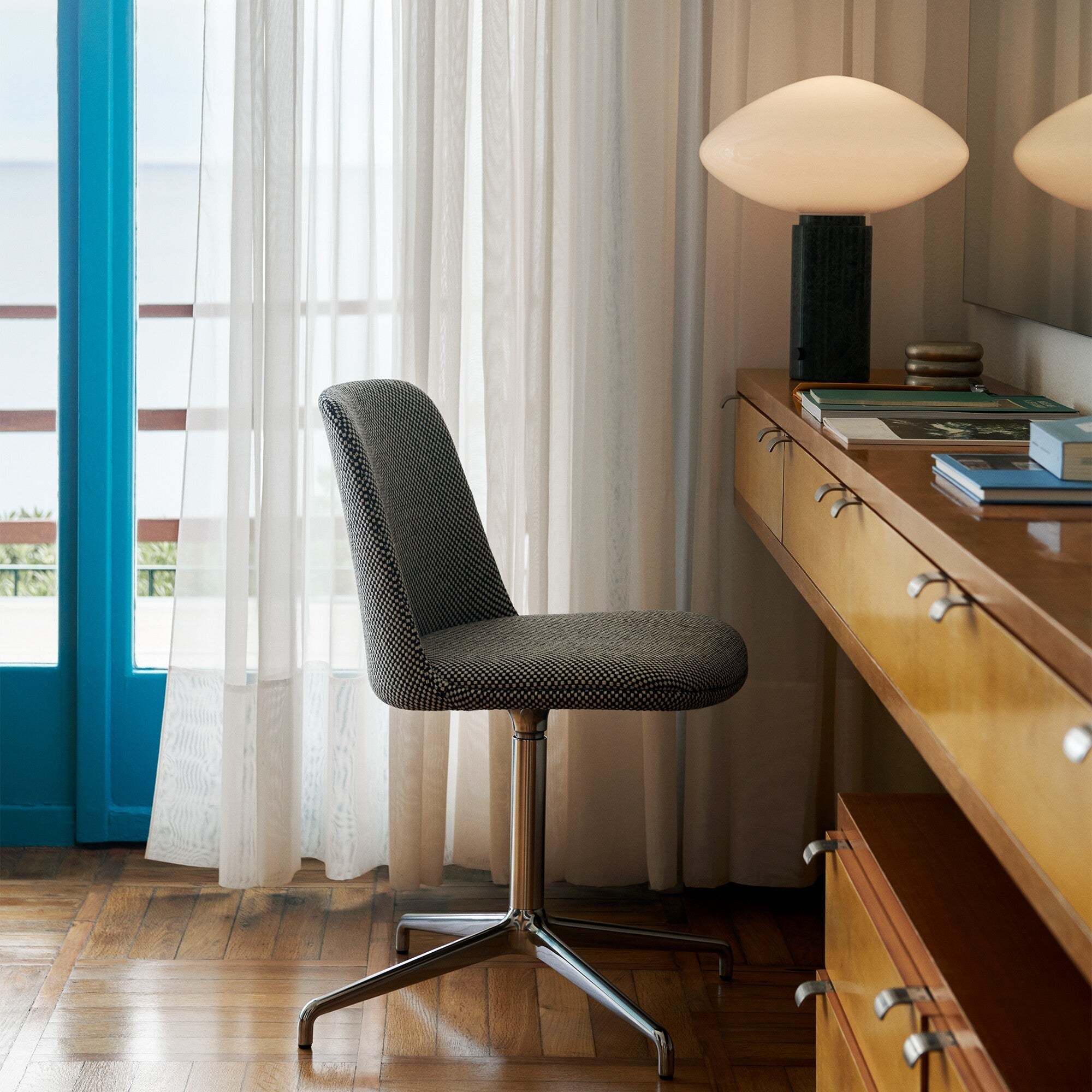 Lioralira Table Lamp with Glass Shade and Green Marble Base