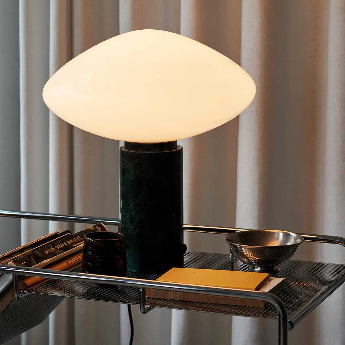 Lioralira Table Lamp with Glass Shade and Green Marble Base