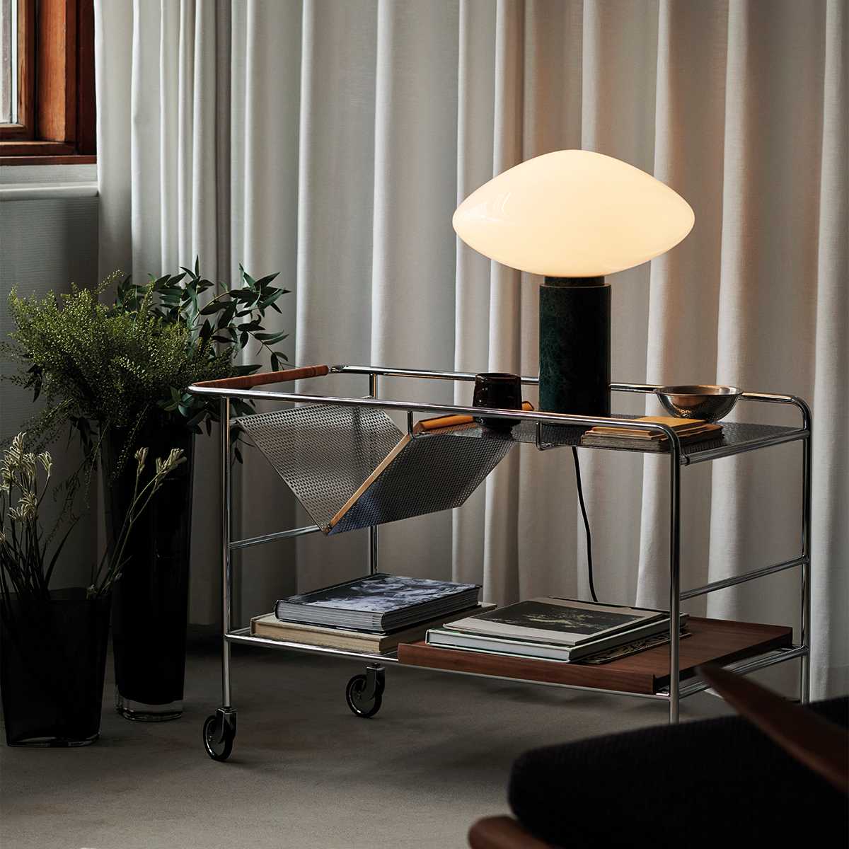 Lioralira Table Lamp with Glass Shade and Green Marble Base