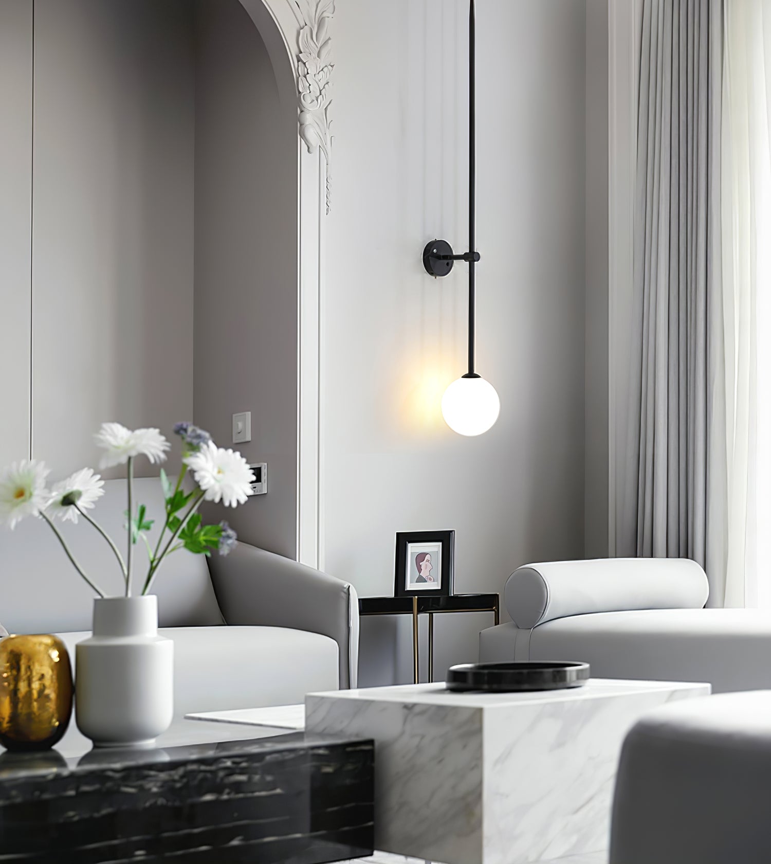 Veluelle Modern Minimalist Mobile Glass Wall Lamp