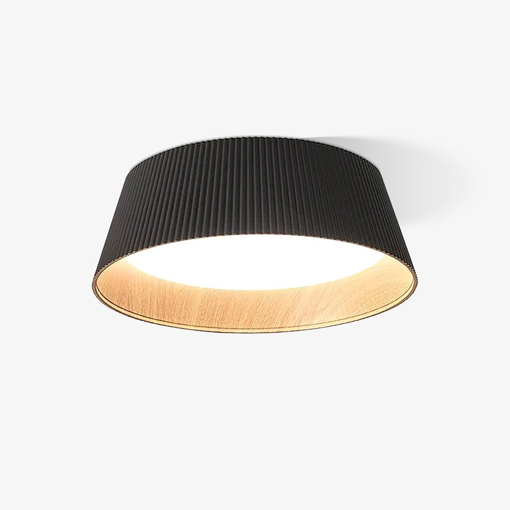Rineia Ceiling Lamp Ribbed Drum Wood Elegant Contemporary