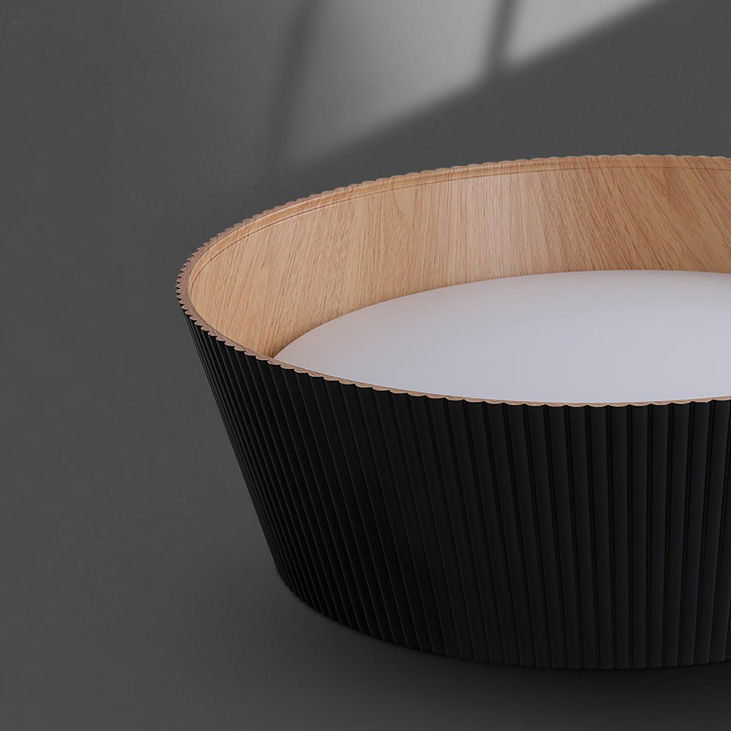Rineia Ceiling Lamp Ribbed Drum Wood Elegant Contemporary