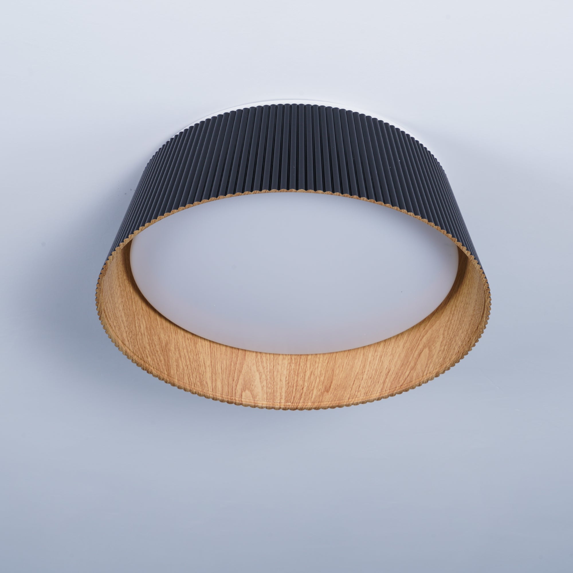 Rineia Ceiling Lamp Ribbed Drum Wood Elegant Contemporary