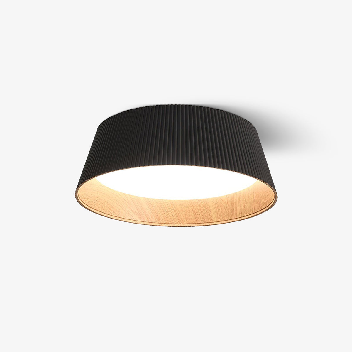 Rineia Ceiling Lamp Ribbed Drum Wood Elegant Contemporary
