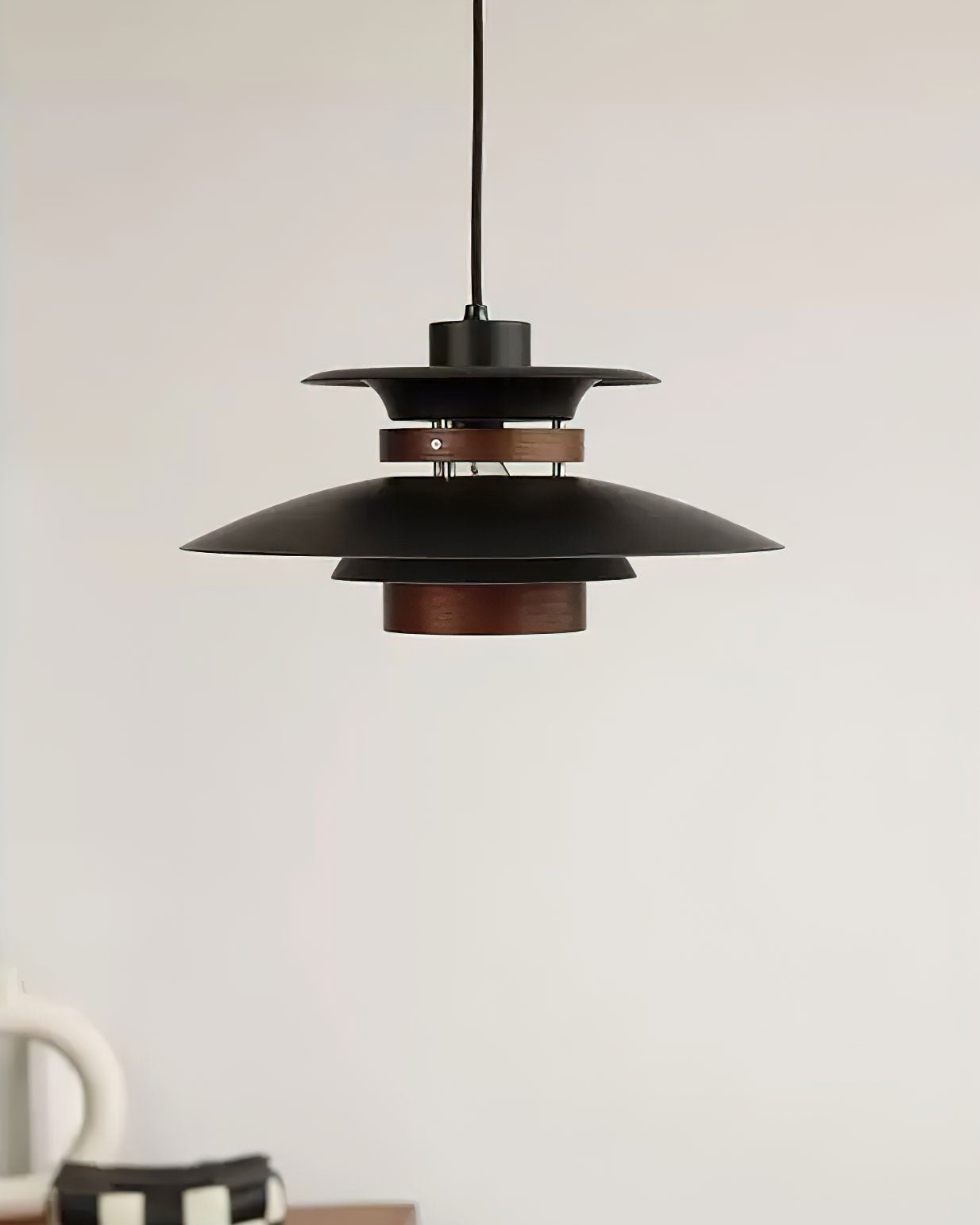 Xyla Pendant Lamp Wood Layered Shade Nordic Dining