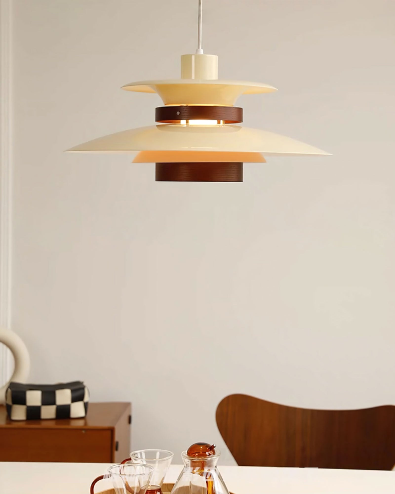 Xyla Pendant Lamp Wood Layered Shade Nordic Dining