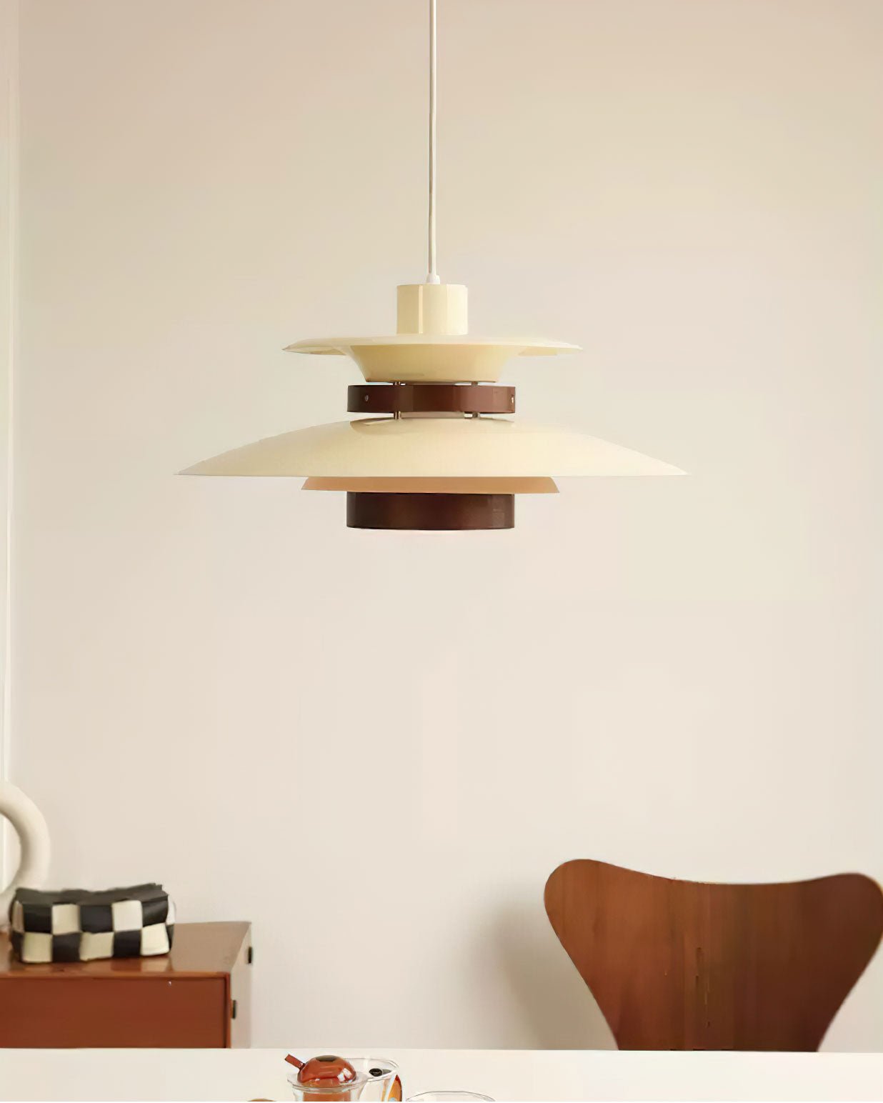Xyla Pendant Lamp Wood Layered Shade Nordic Dining