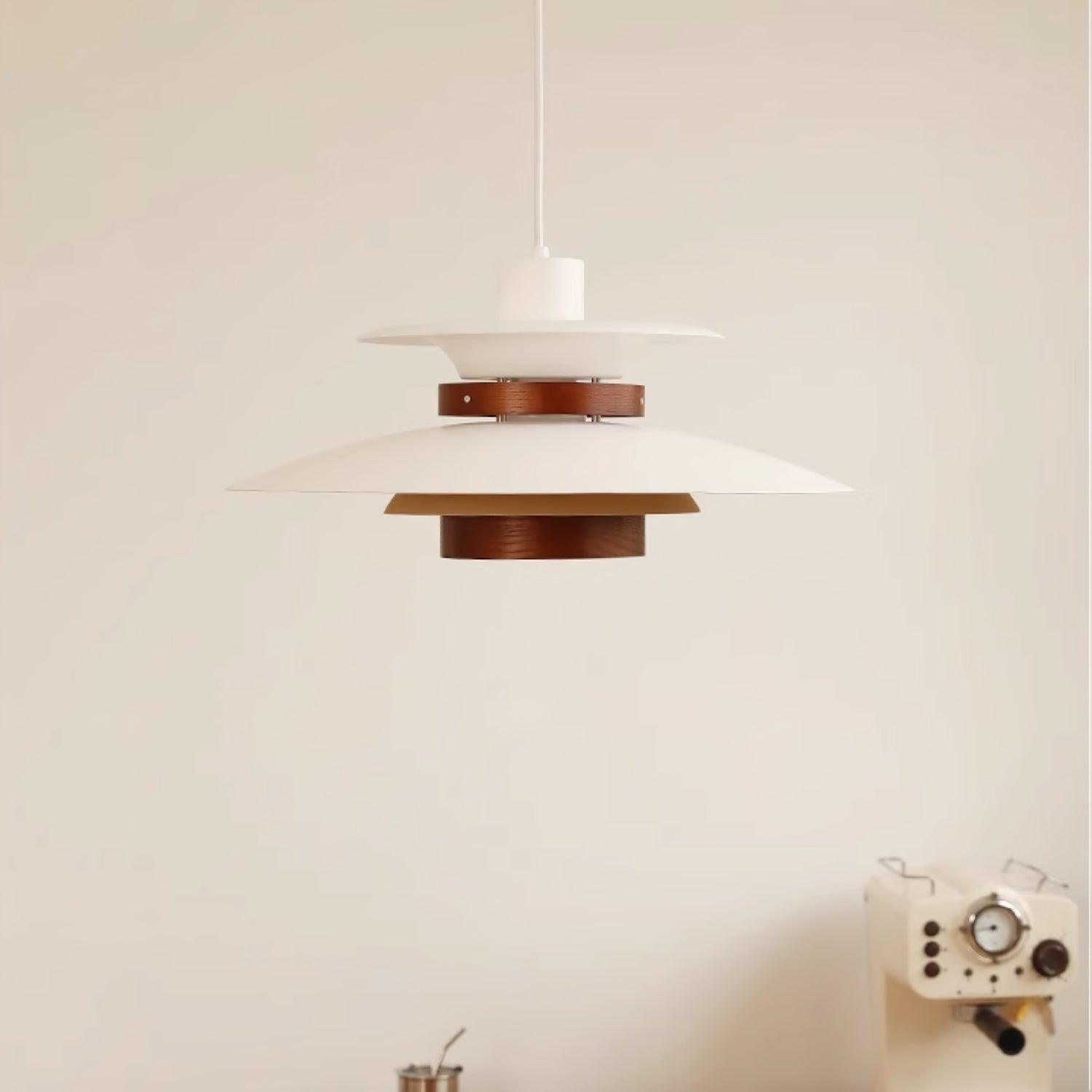 Xyla Pendant Lamp Wood Layered Shade Nordic Dining