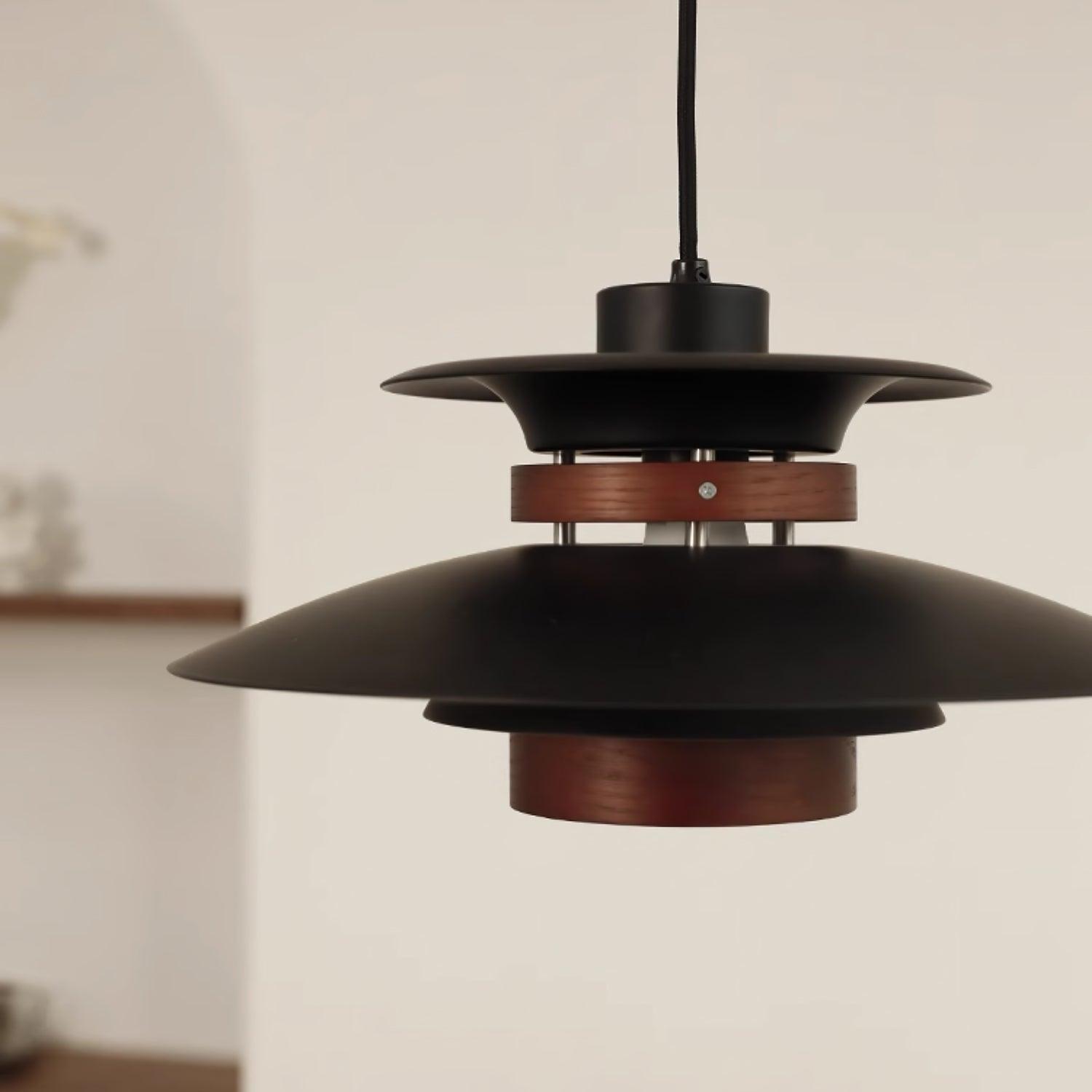 Xyla Pendant Lamp Wood Layered Shade Nordic Dining
