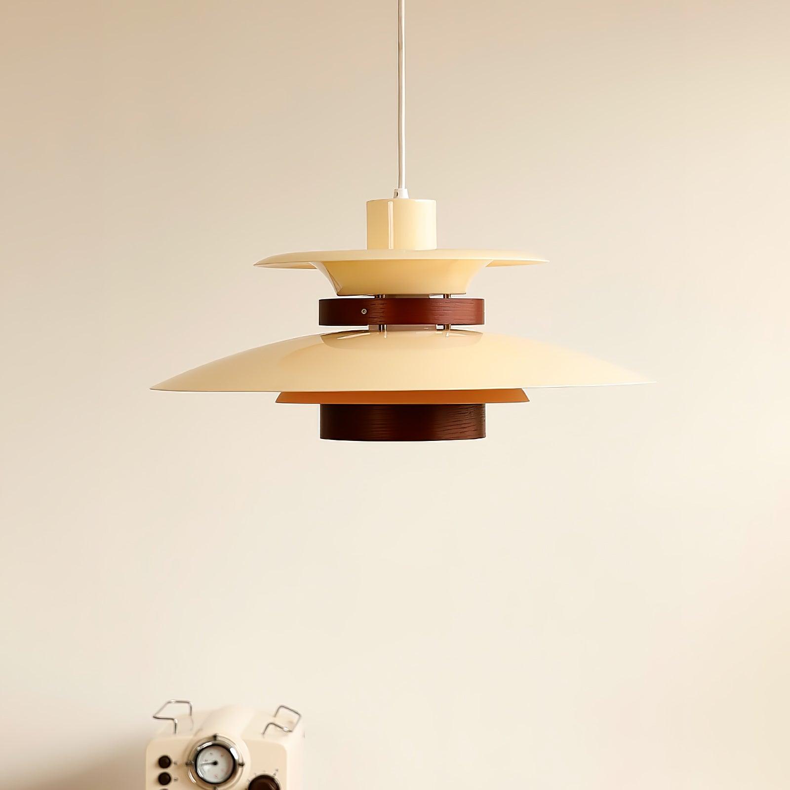 Xyla Pendant Lamp Wood Layered Shade Nordic Dining