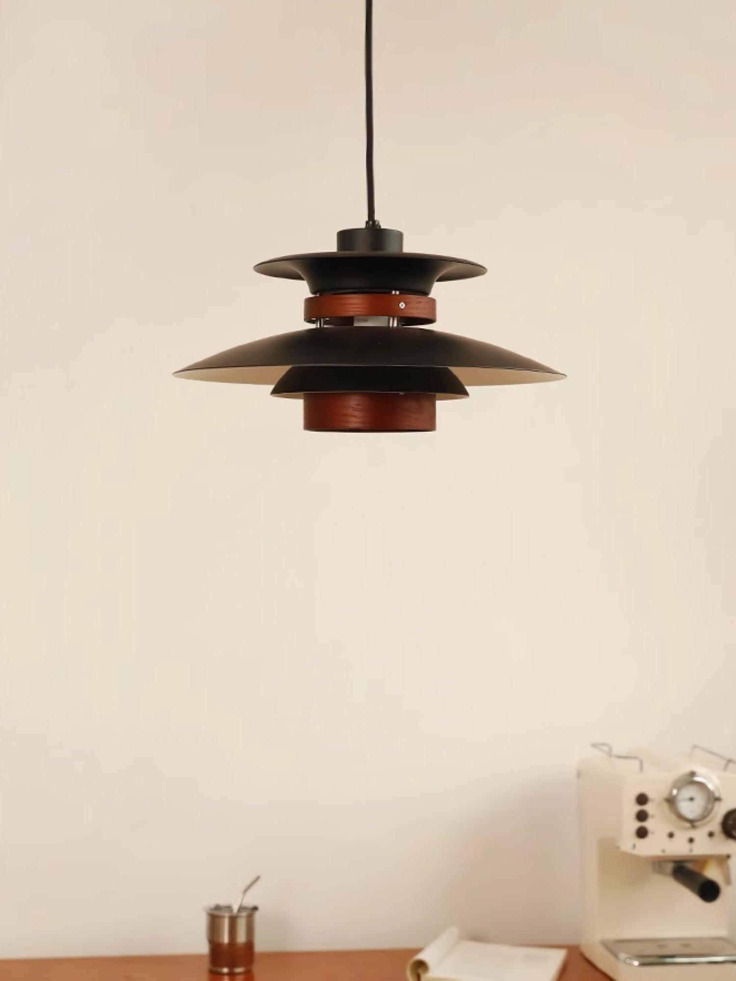 Xyla Pendant Lamp Wood Layered Shade Nordic Dining