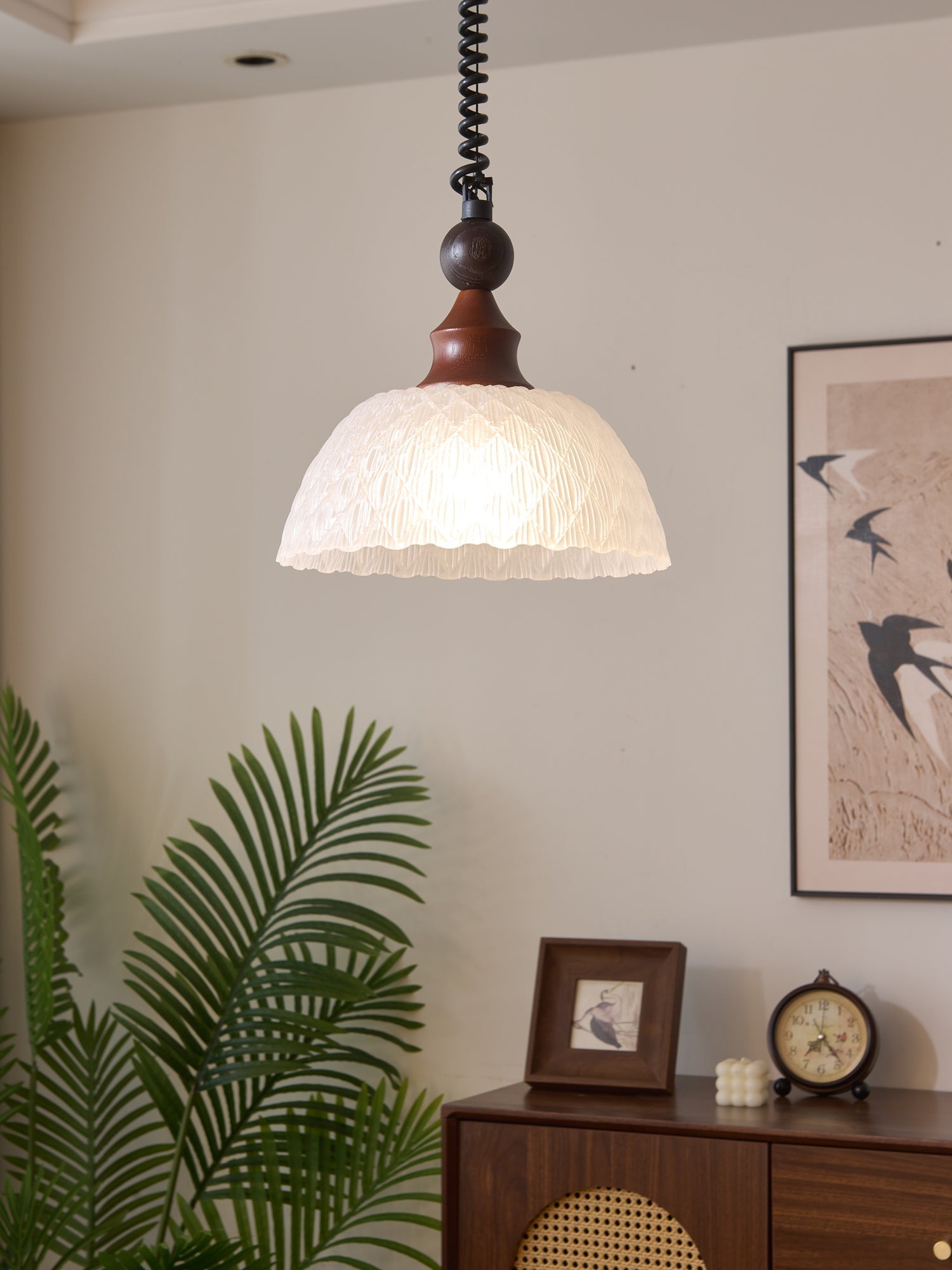 Nydoreth Elegance Vintage Art Wood Pendant Lamp
