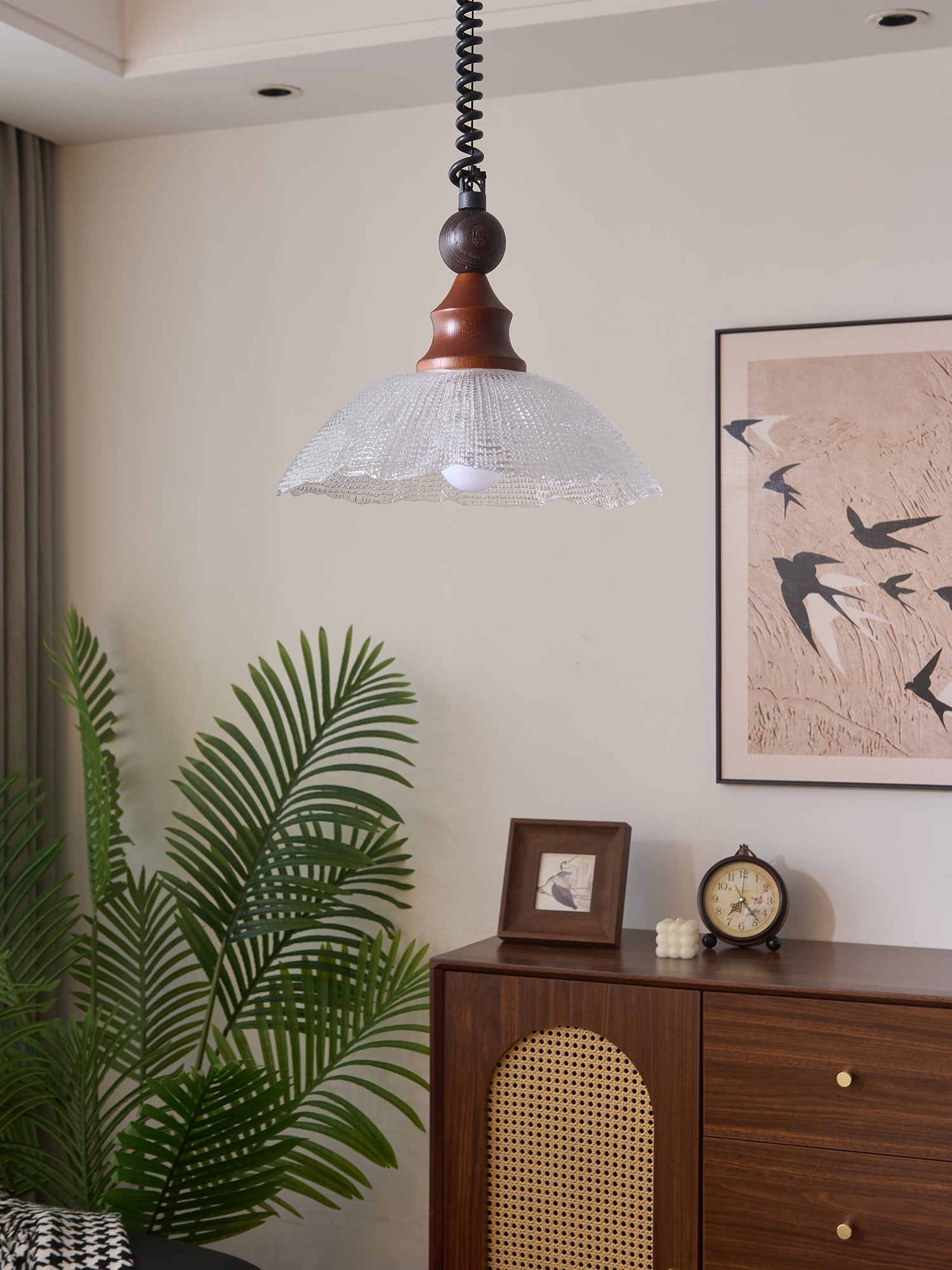 Nydoreth Elegance Vintage Art Wood Pendant Lamp