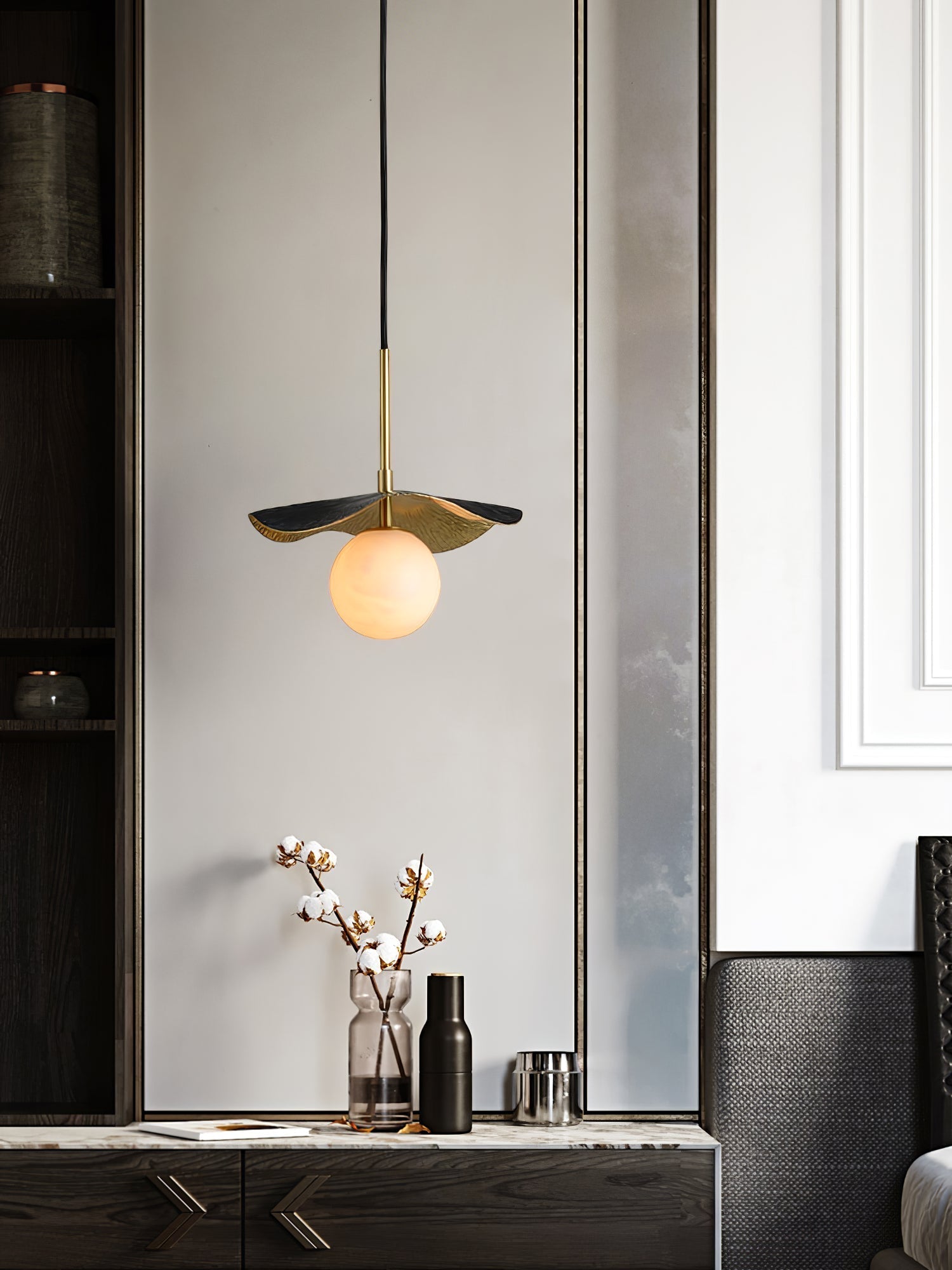 Zaraeen Modern Minimalist Brass Alabaster Pendant Light