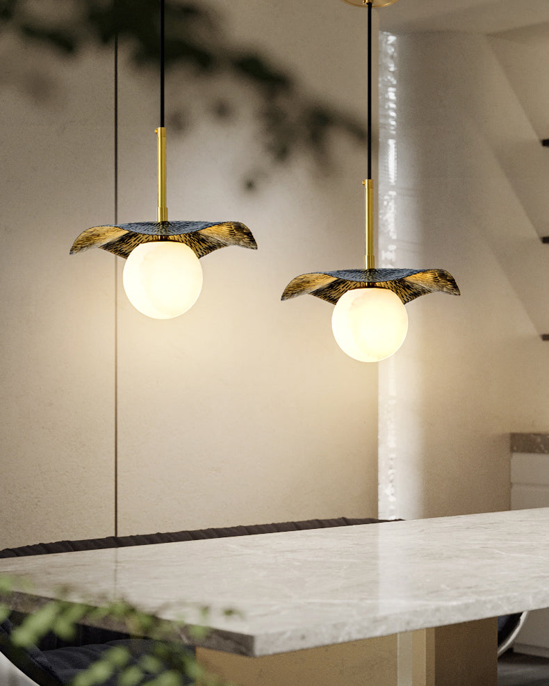 Zaraeen Modern Minimalist Brass Alabaster Pendant Light
