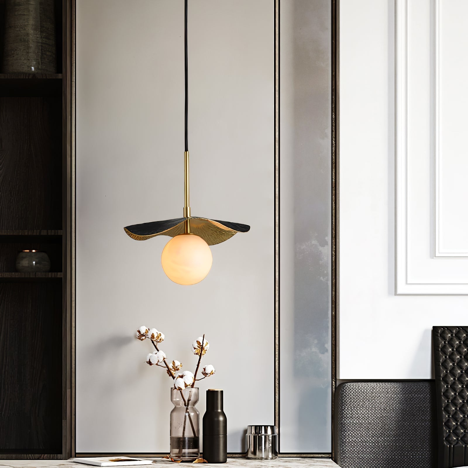 Zaraeen Modern Minimalist Brass Alabaster Pendant Light