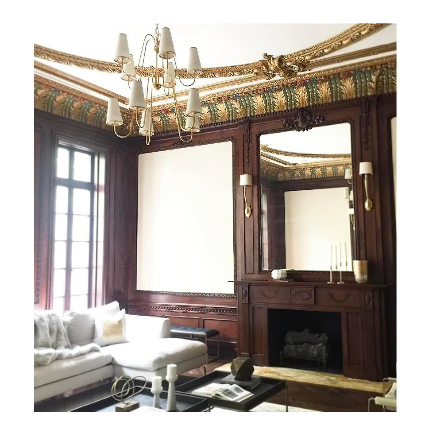 Elirora Elegance Vintage Brass Fabric Chandelier - Neutral Decor