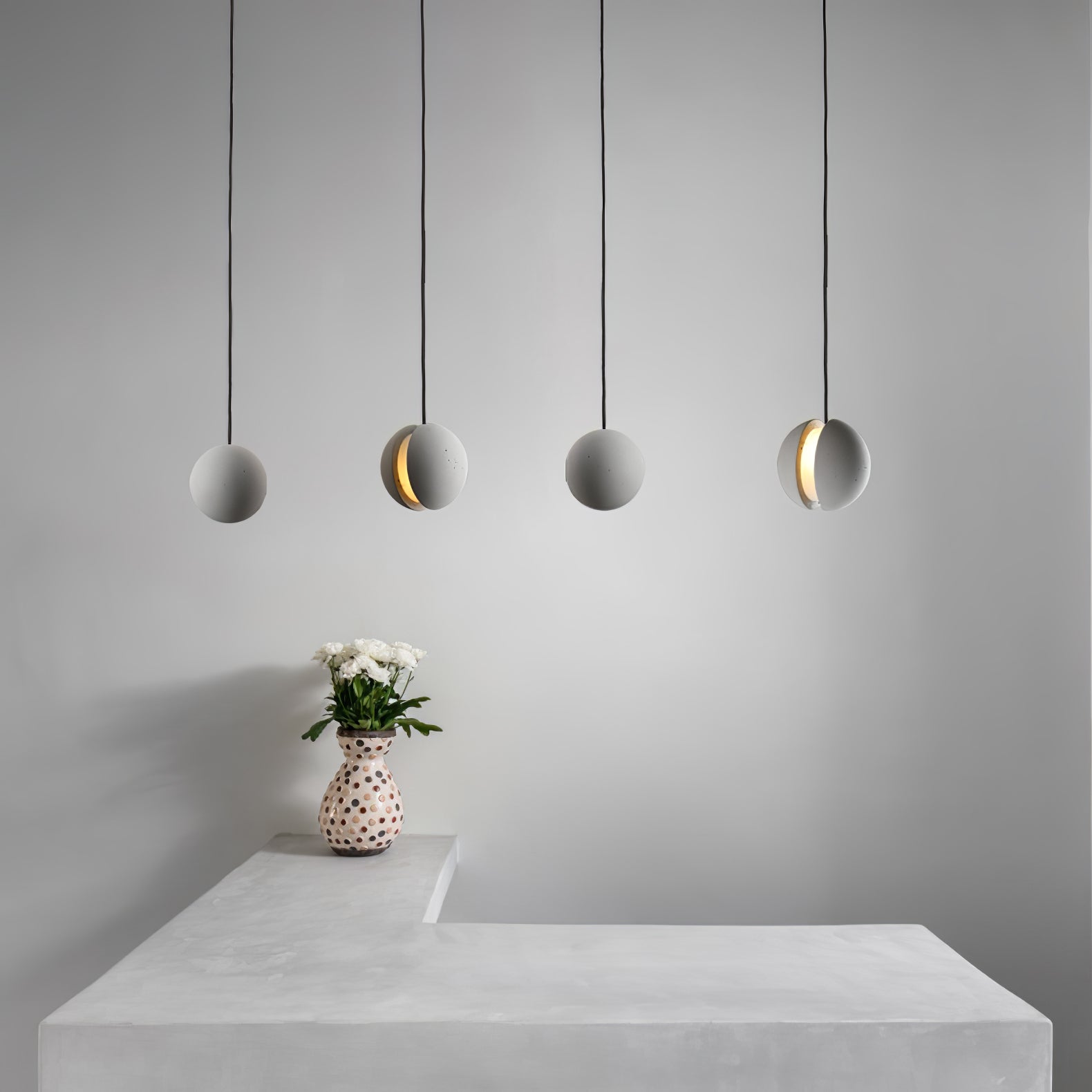 Umi Pendant Lamp Concrete Sphere Moon Minimalist