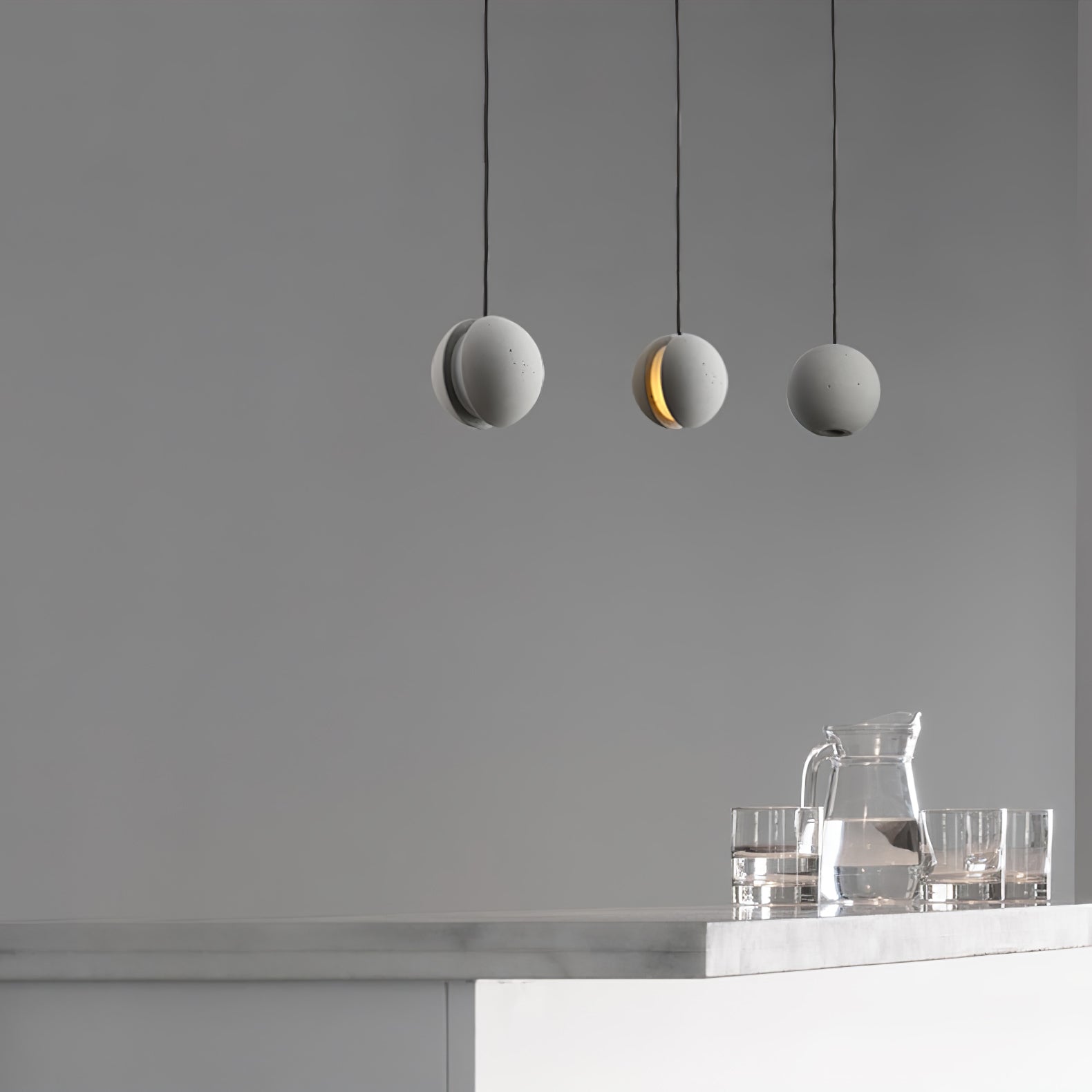 Umi Pendant Lamp Concrete Sphere Moon Minimalist
