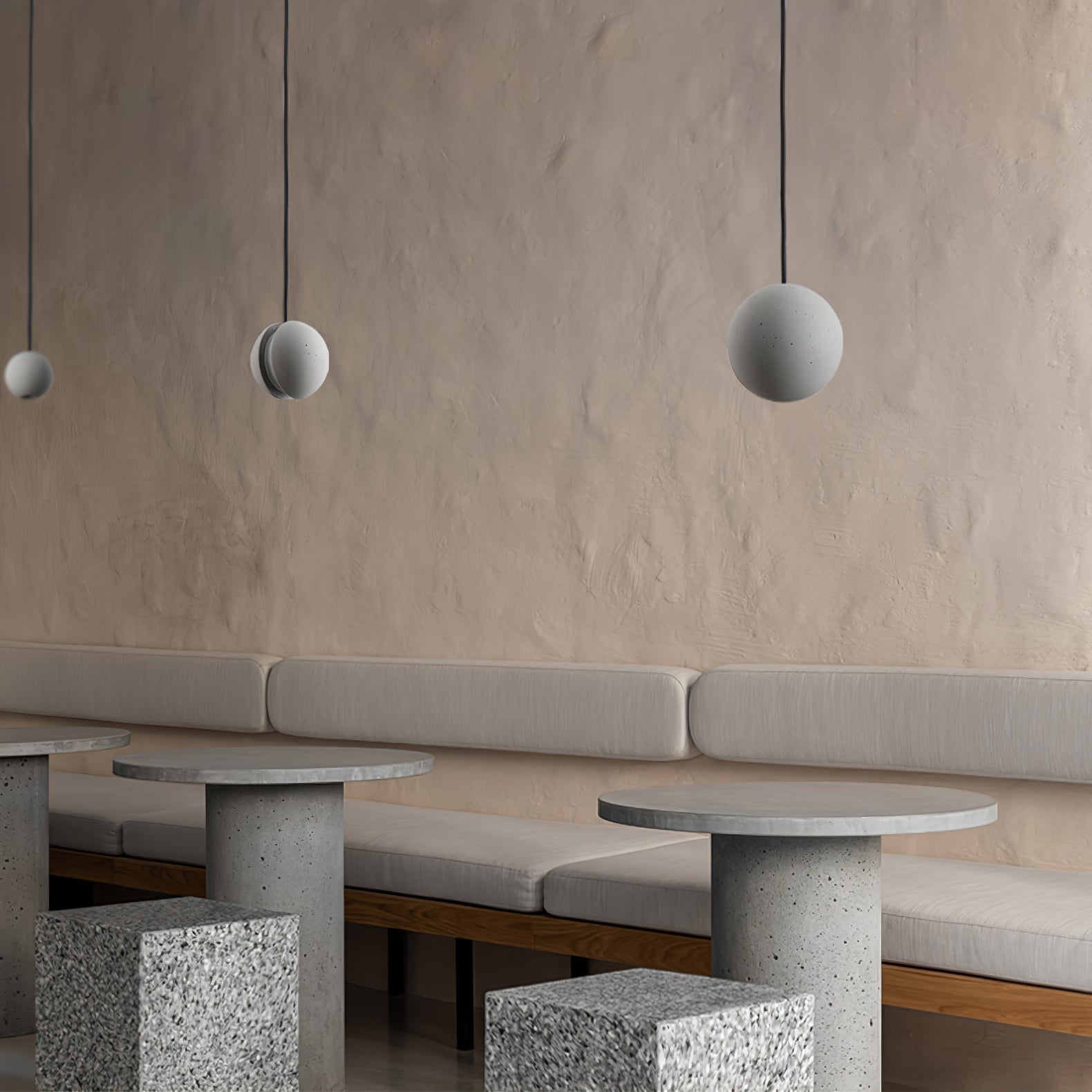 Umi Pendant Lamp Concrete Sphere Moon Minimalist