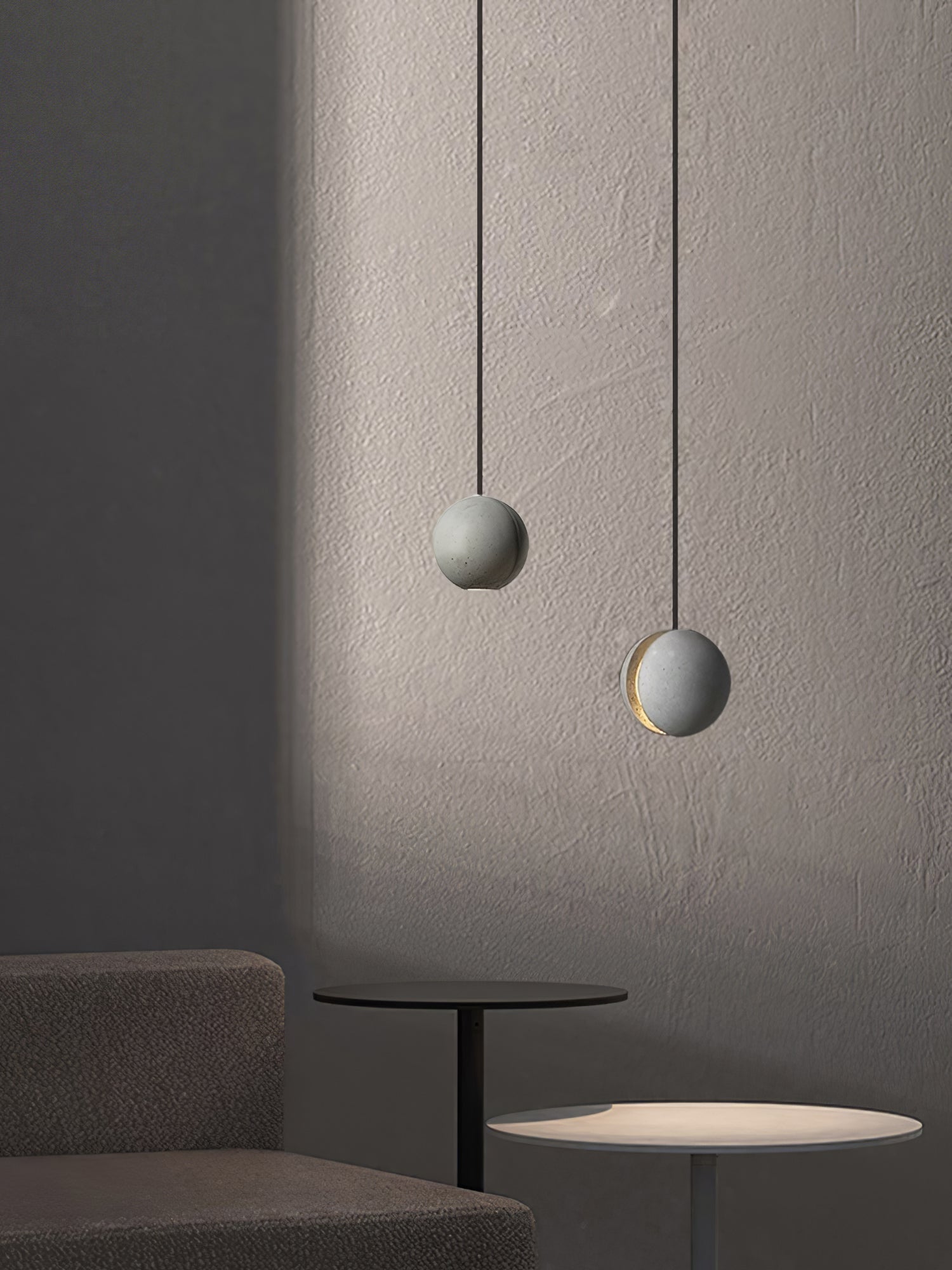 Umi Pendant Lamp Concrete Sphere Moon Minimalist