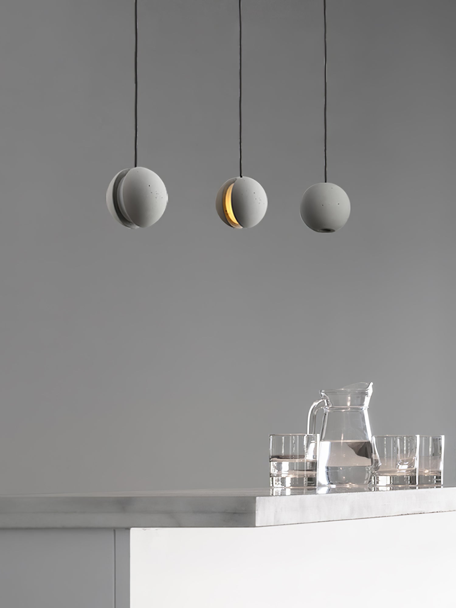 Umi Pendant Lamp Concrete Sphere Moon Minimalist