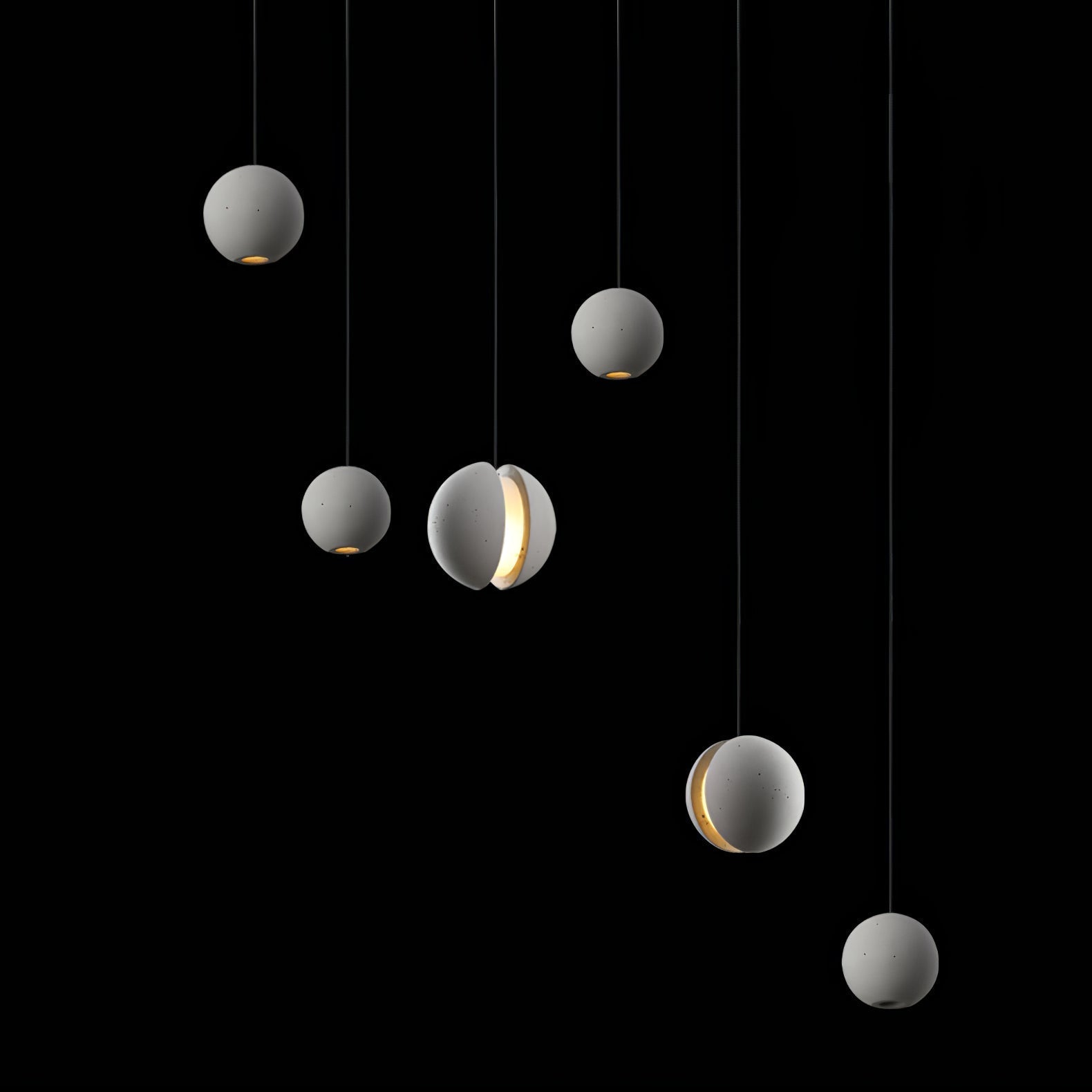 Umi Pendant Lamp Concrete Sphere Moon Minimalist