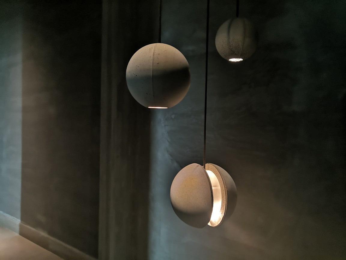 Umi Pendant Lamp Concrete Sphere Moon Minimalist