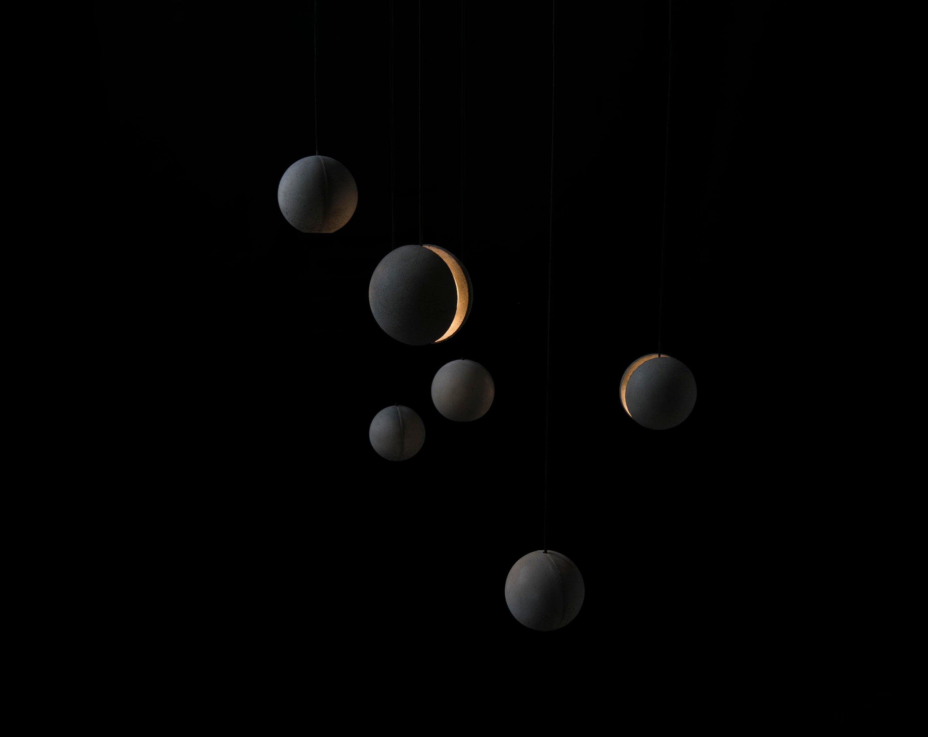 Umi Pendant Lamp Concrete Sphere Moon Minimalist