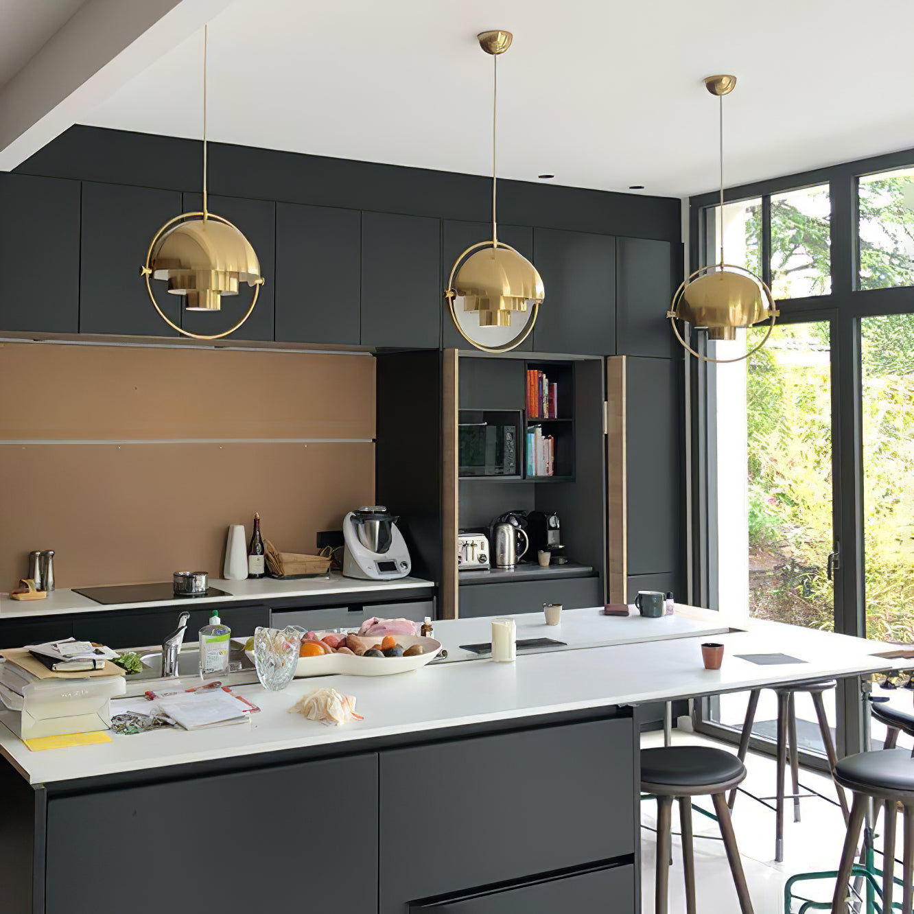 Miruaine Pendant Lamp Deformed Ball Golden