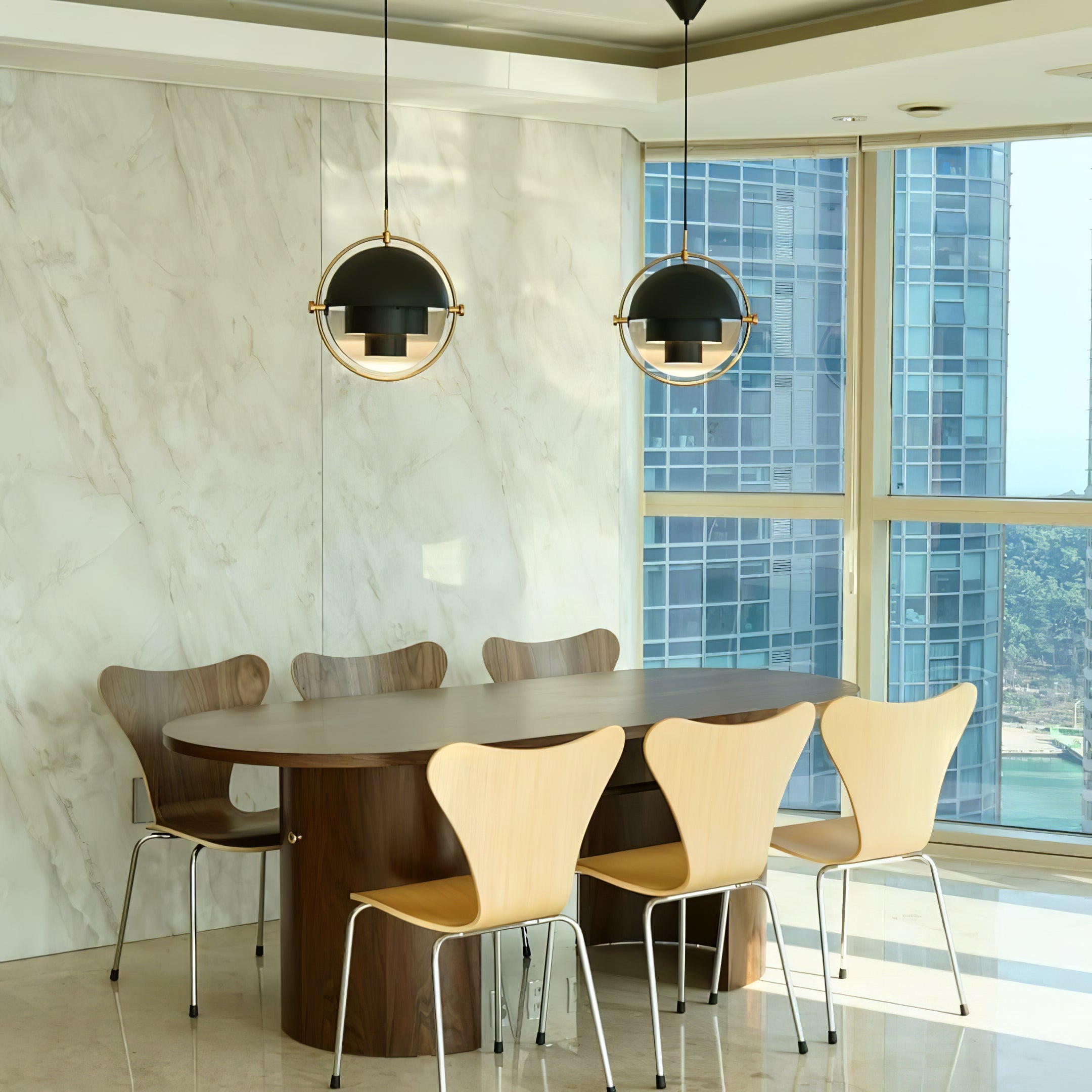 Miruaine Pendant Lamp Deformed Ball Golden