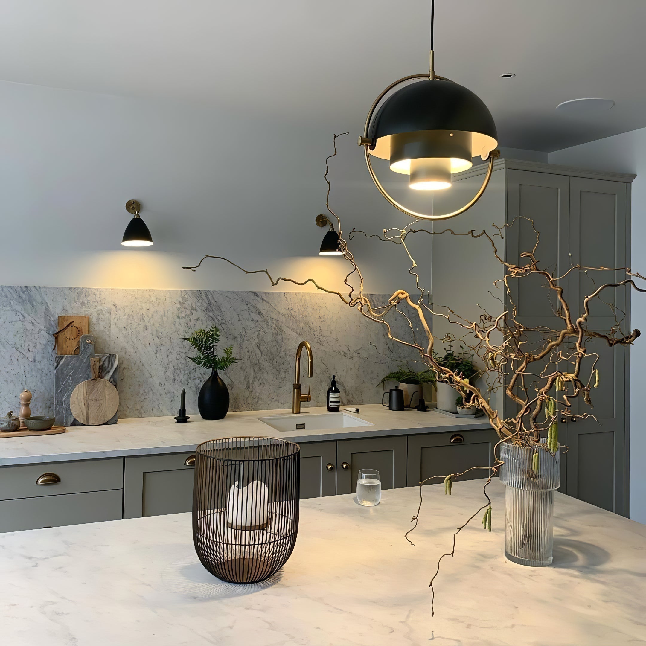 Miruaine Pendant Lamp Deformed Ball Golden