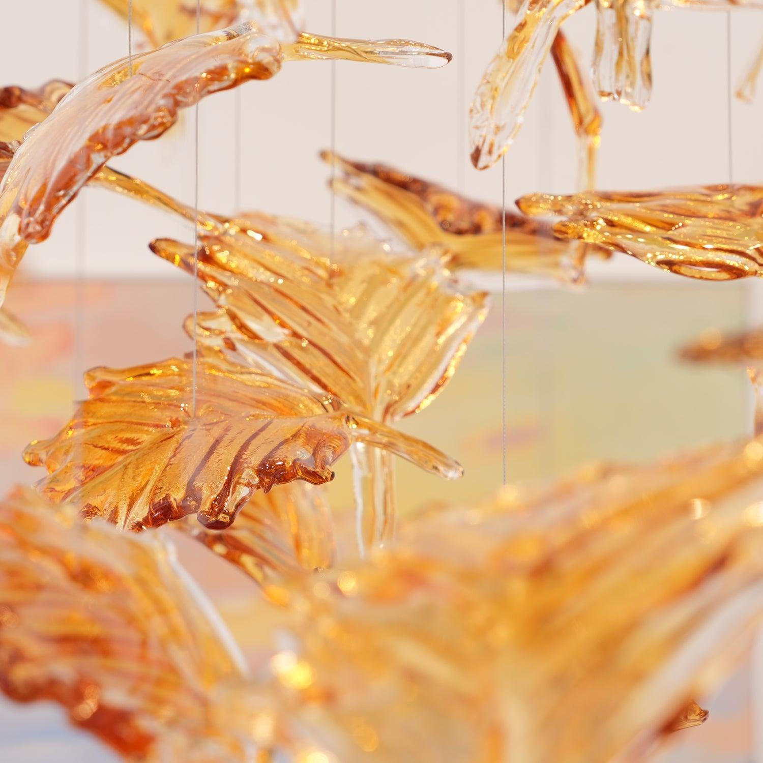 Syraean Multicolor Maple Leaf Crystal Chandelier