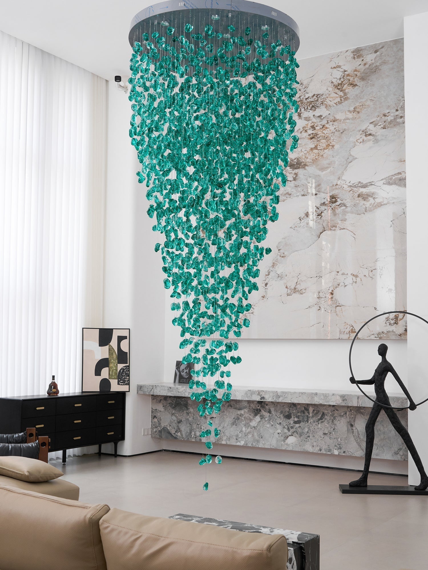 Belora Postmodern Luxury Stone Crystal Chandelier