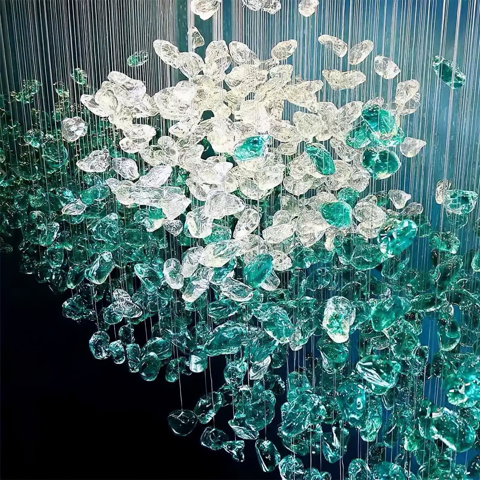 Polychrome Mineral Quartz Cascade Chandelier