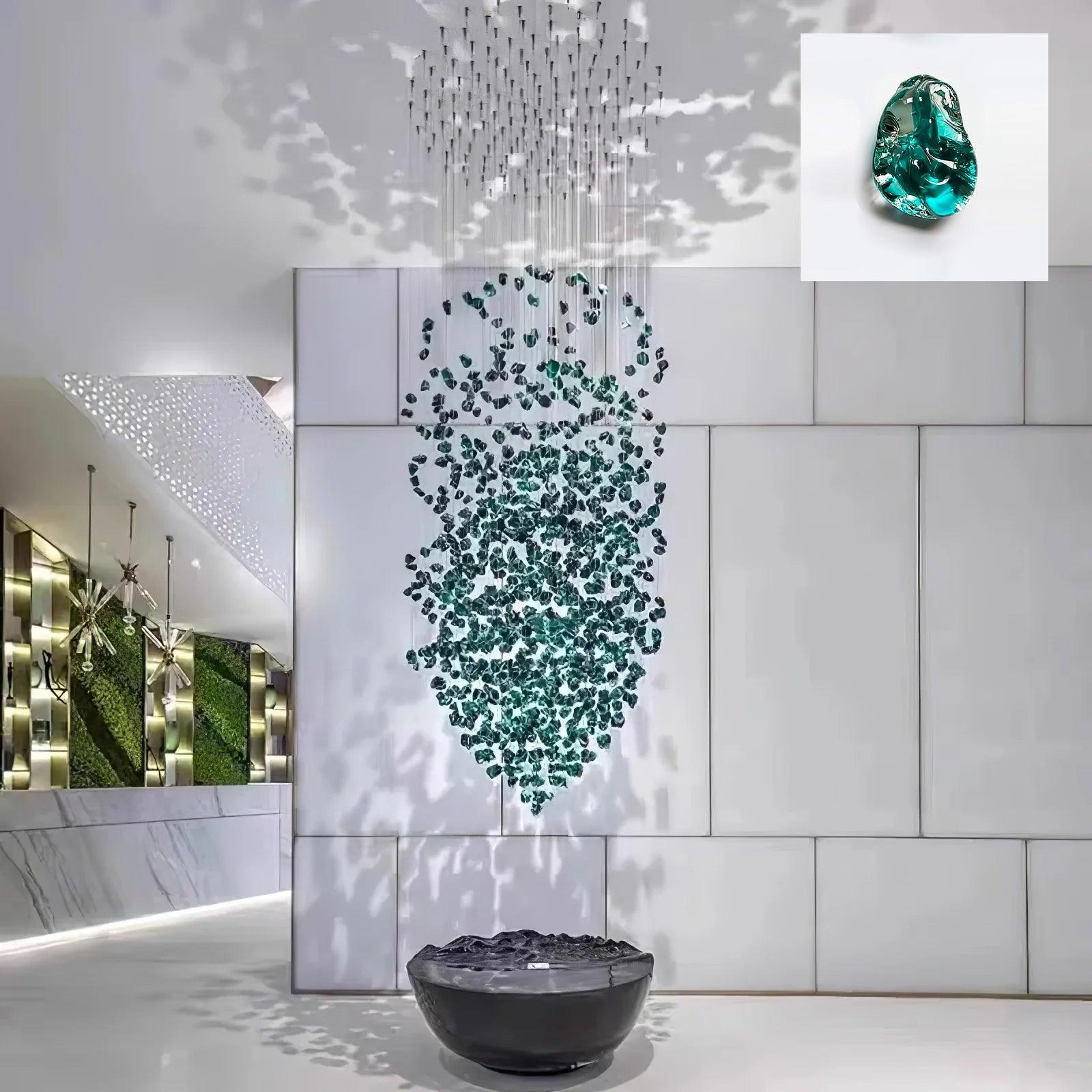 Polychrome Mineral Quartz Cascade Chandelier